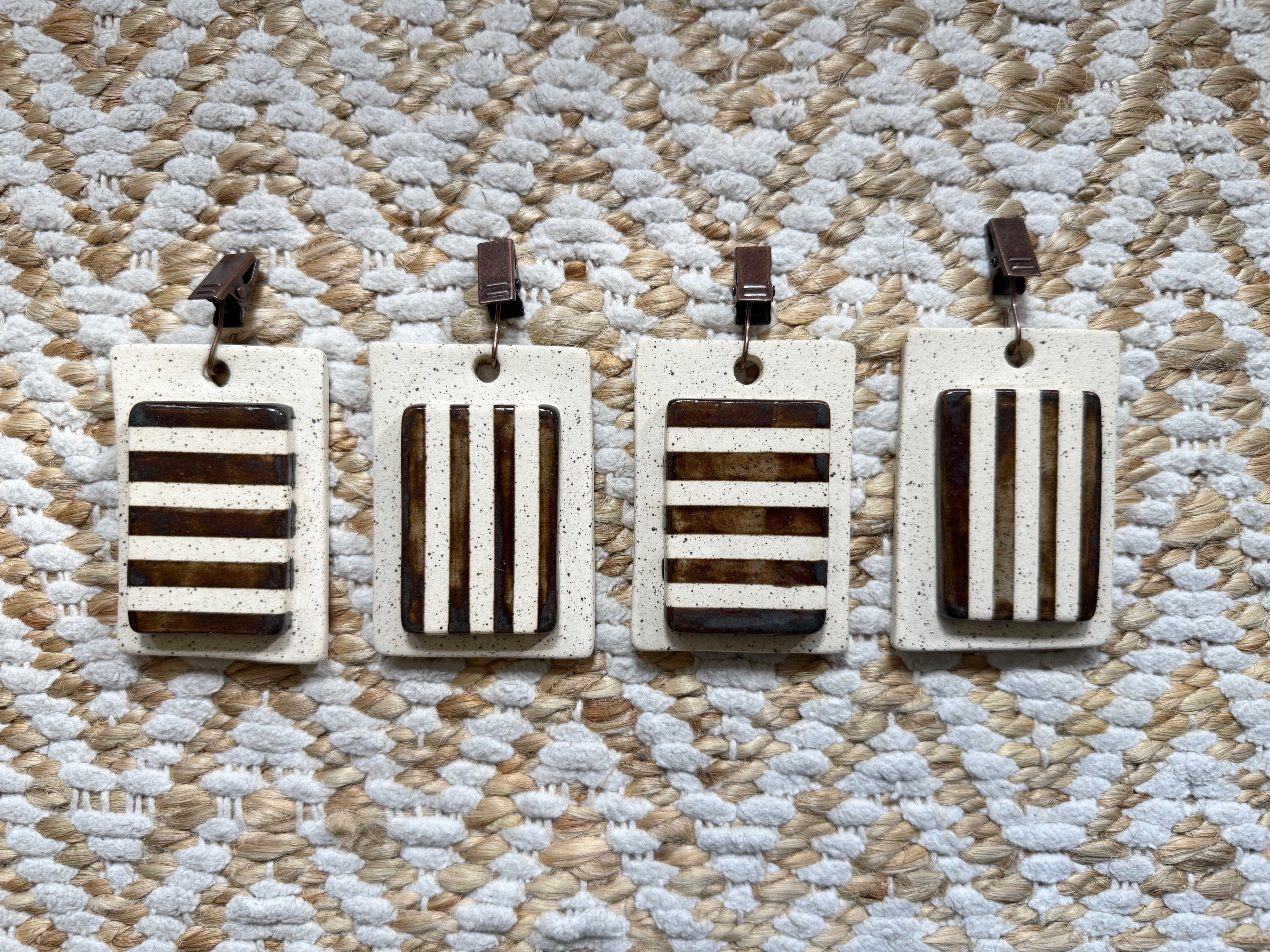 Ceramic Tablecloth Weights - Striped Brown (Set of 4)