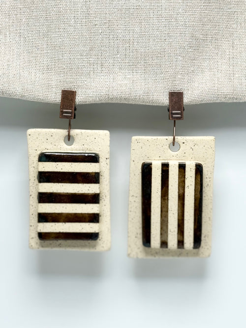 Ceramic Tablecloth Weights - Striped Brown (Set of 4)