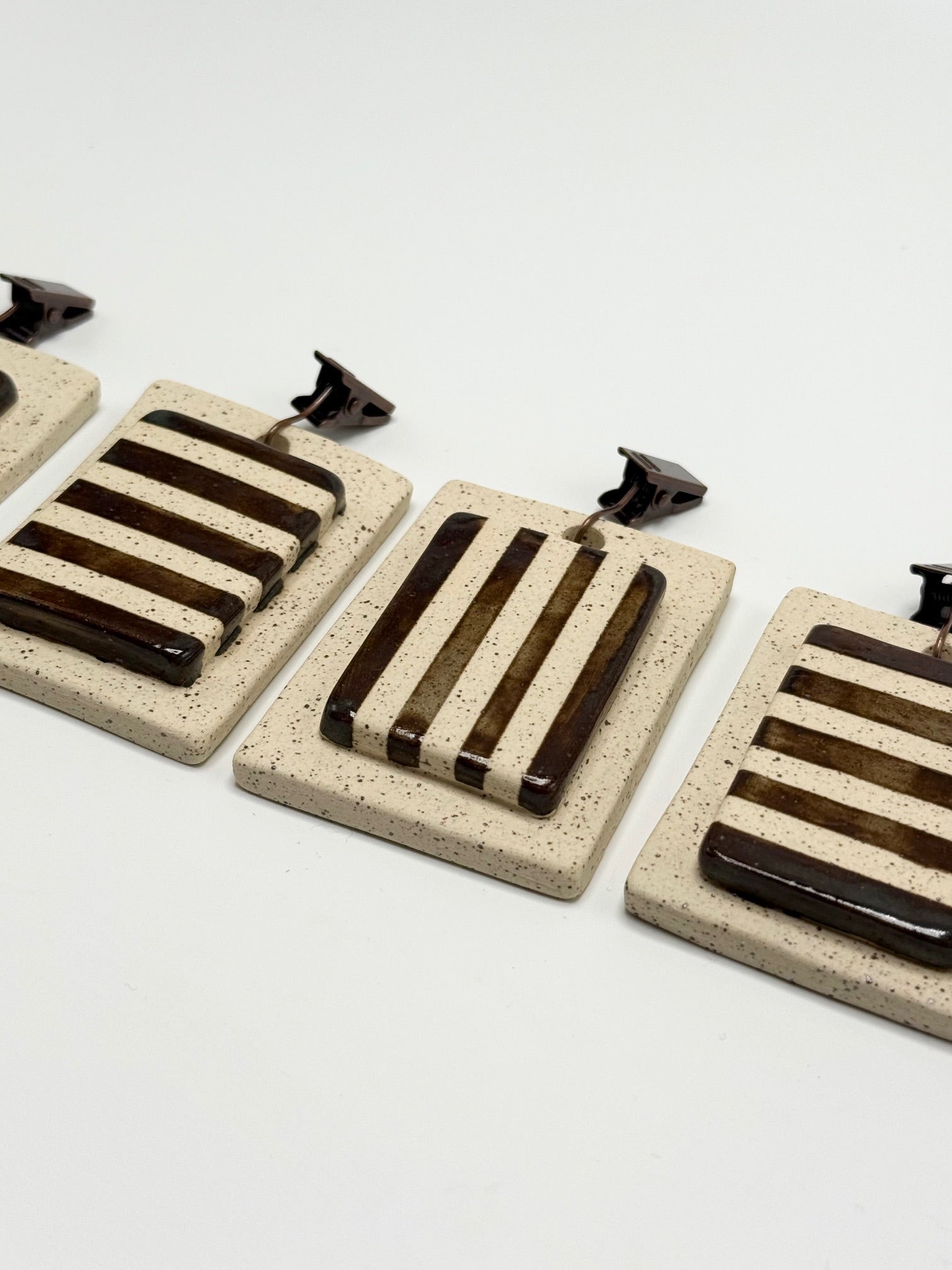 Ceramic Tablecloth Weights - Striped Brown (Set of 4)
