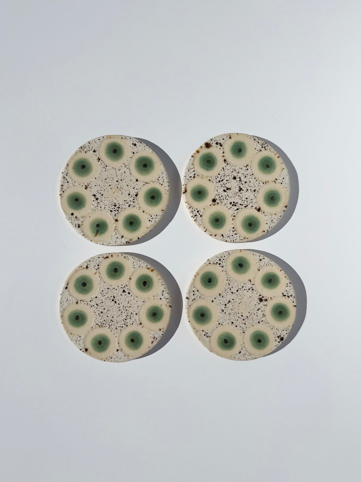 Winterwood with Basque Green and Blackened Copper Coasters - Set #2