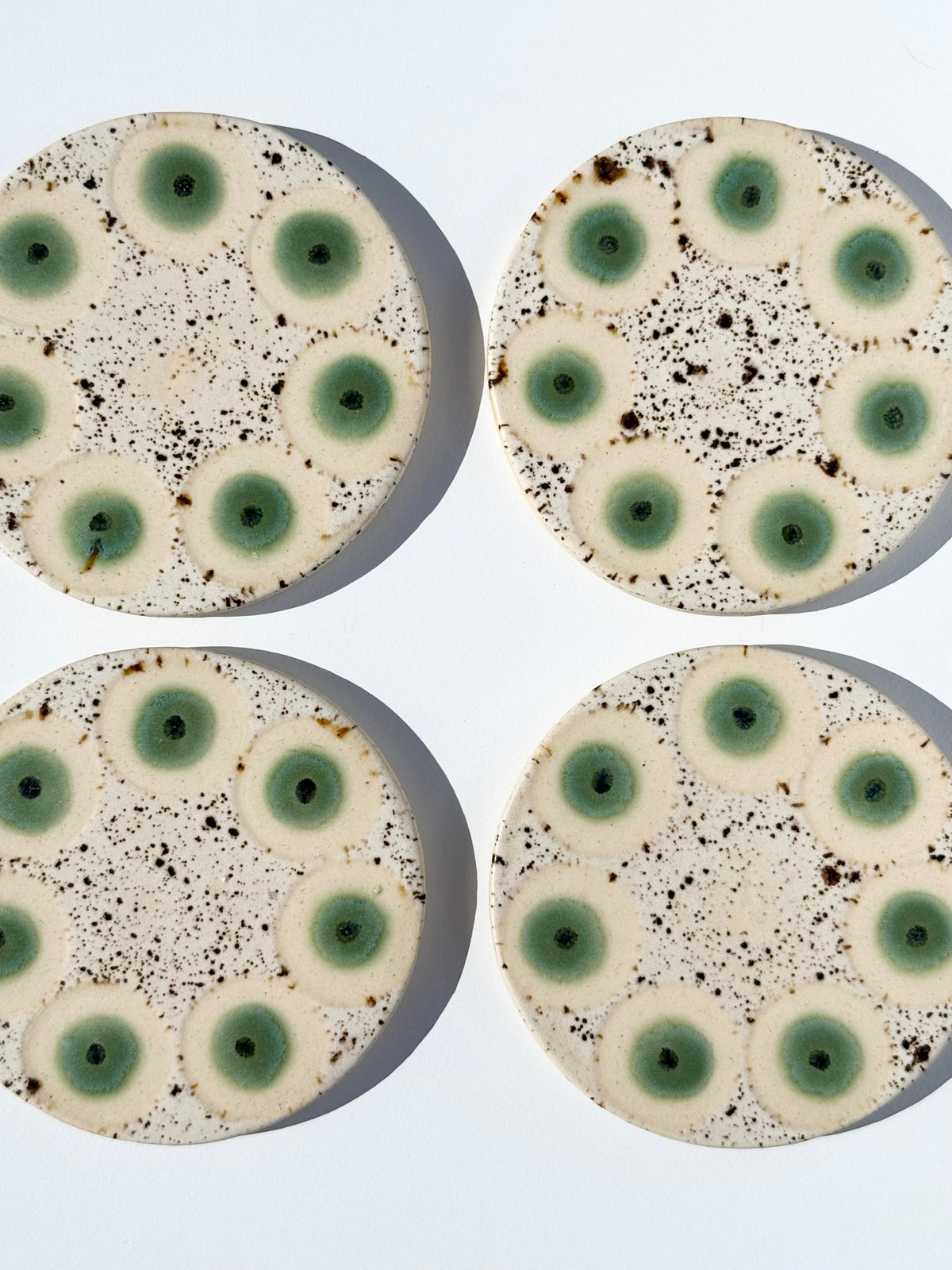 Winterwood with Basque Green and Blackened Copper Coasters - Set #2