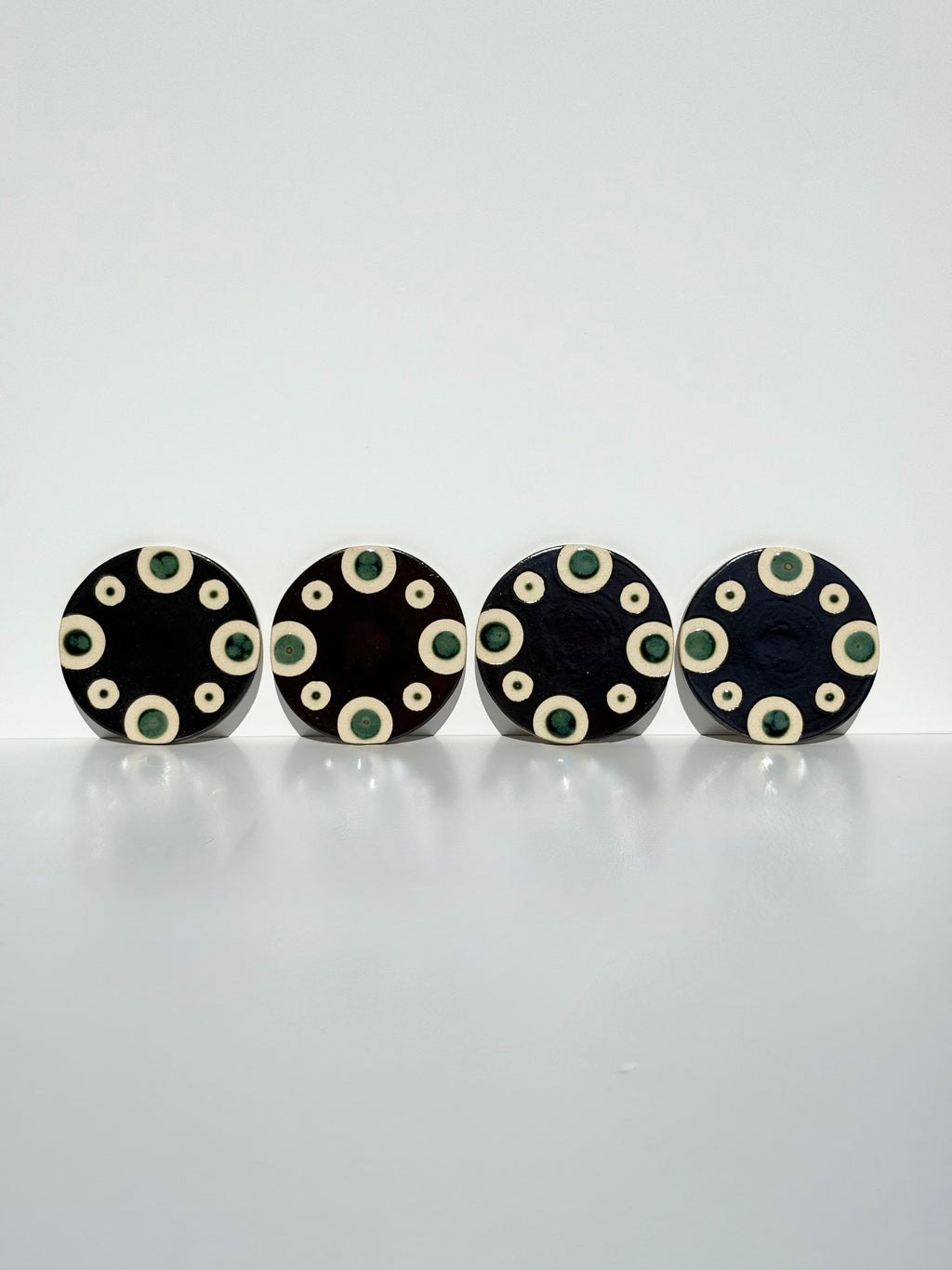 Hematite with Olive Float Circle Coasters