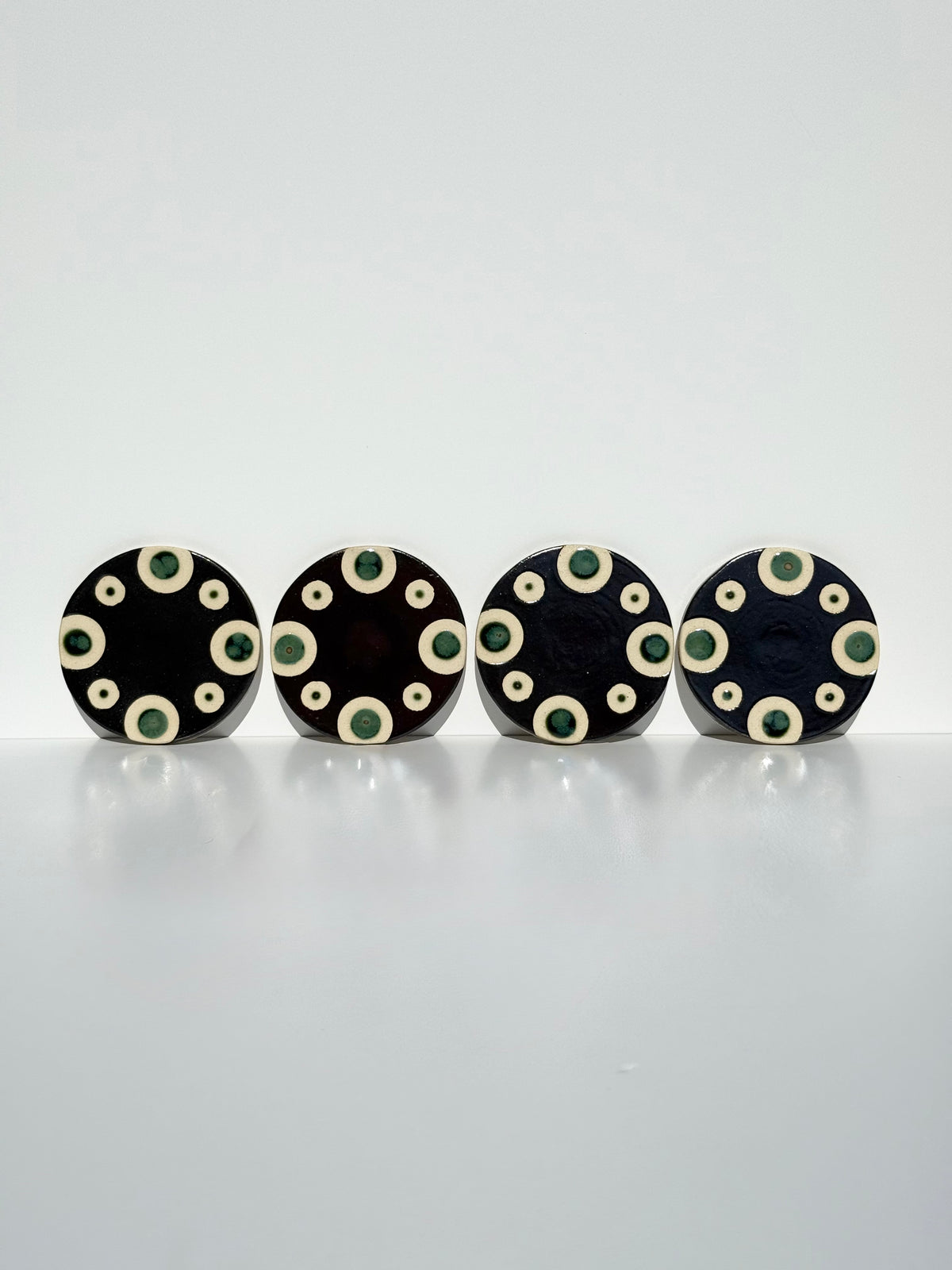 Hematite with Olive Float Circle Coasters