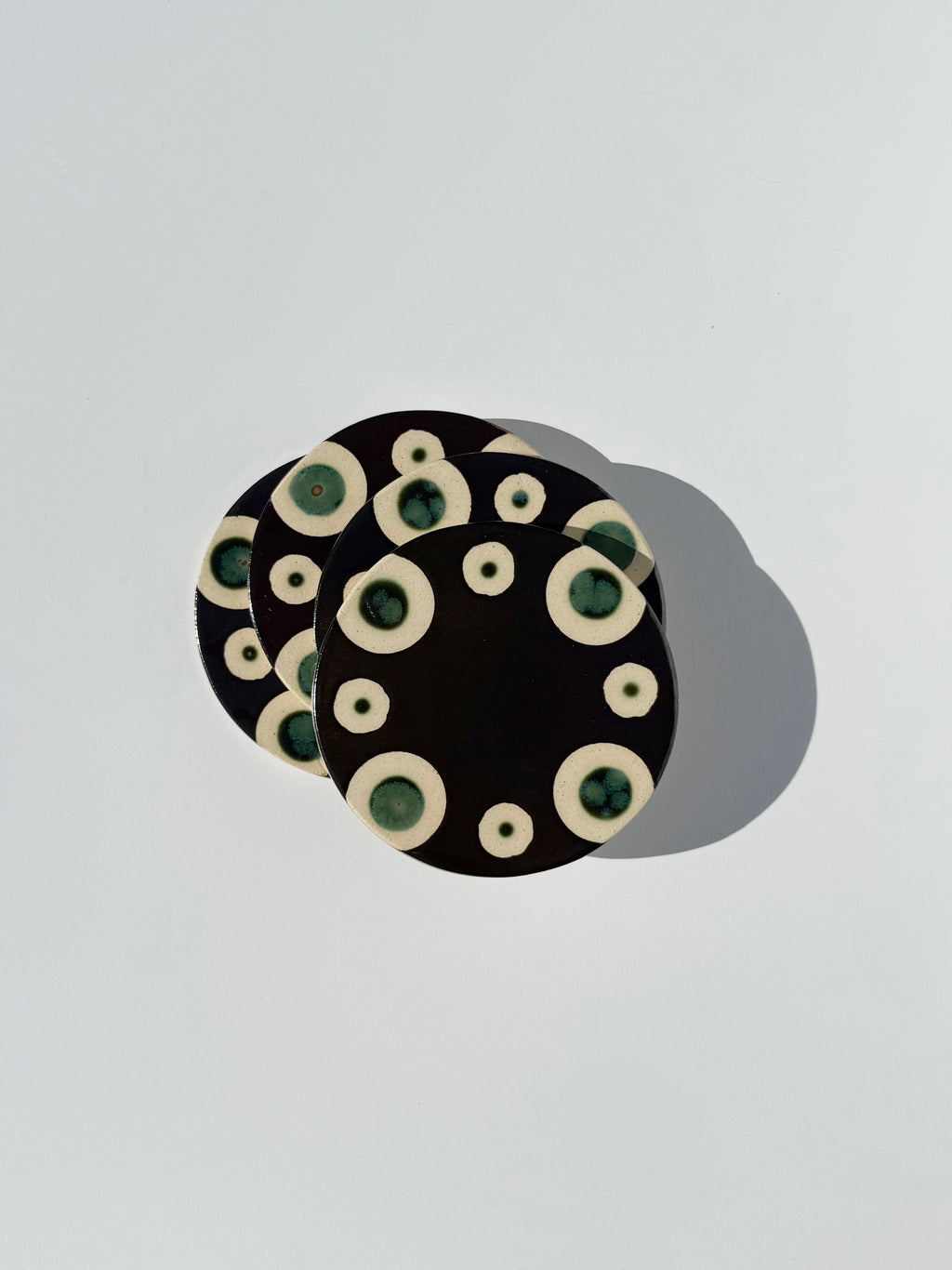 Hematite with Olive Float Circle Coasters
