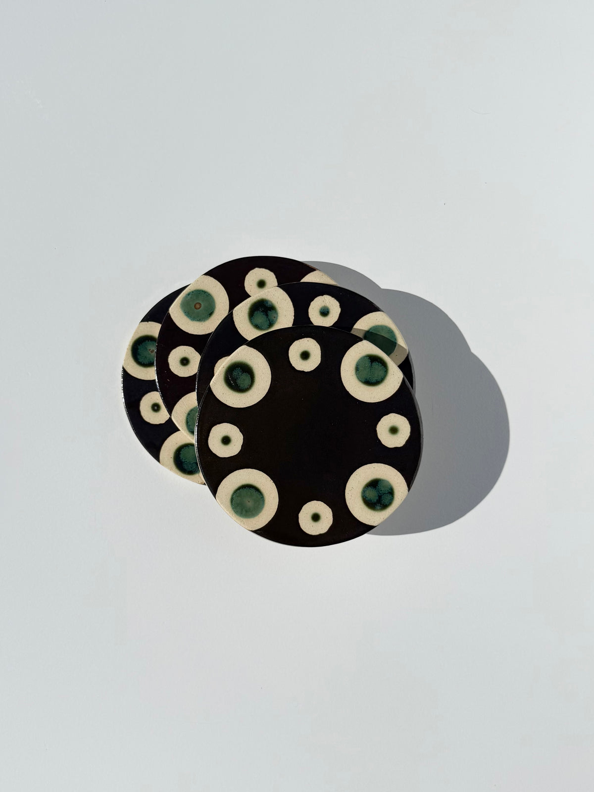 Hematite with Olive Float Circle Coasters