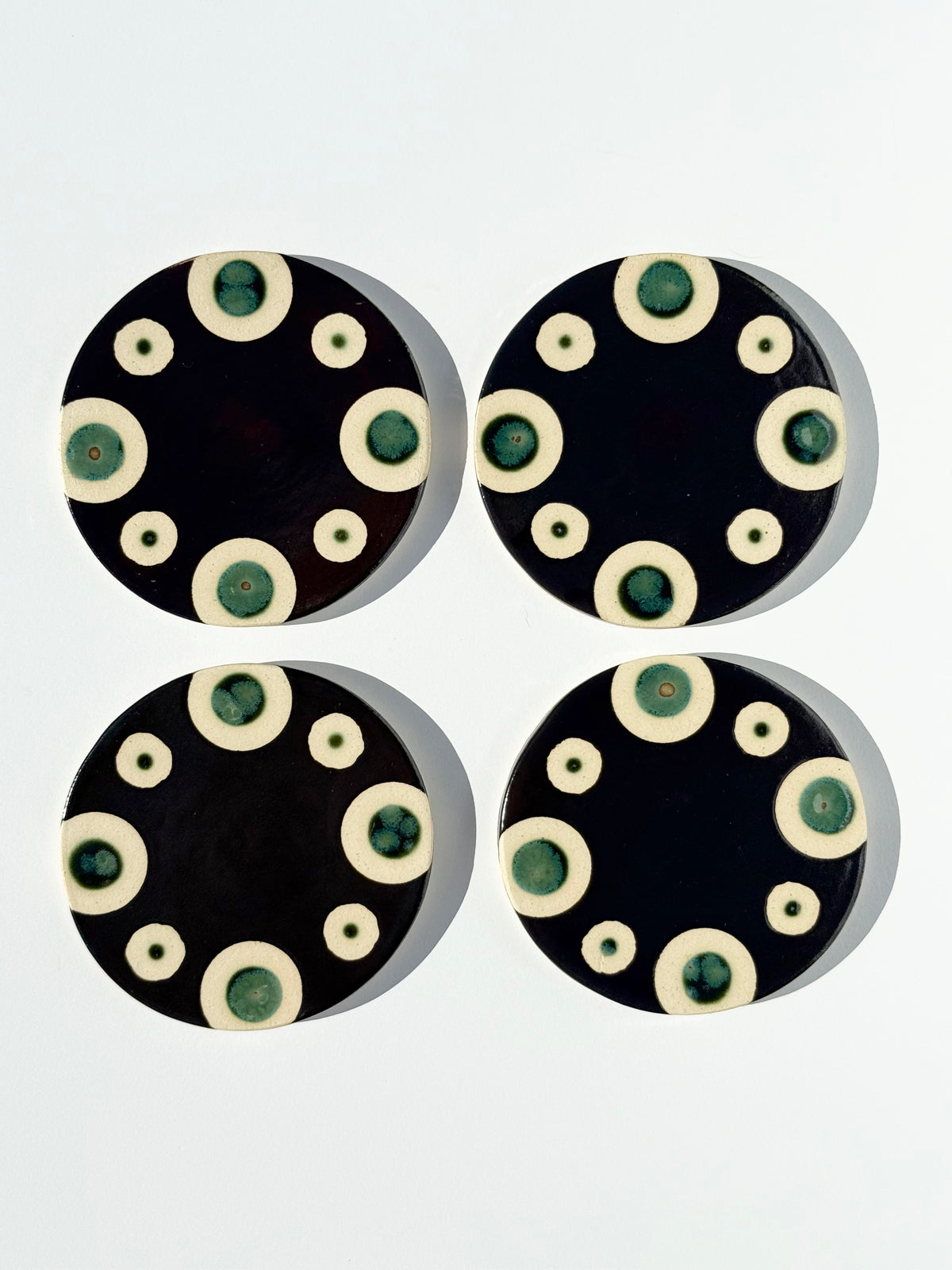 Hematite with Olive Float Circle Coasters