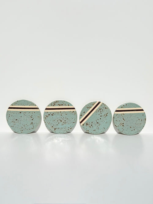 Cenote with Blackened Copper Stripe Coasters