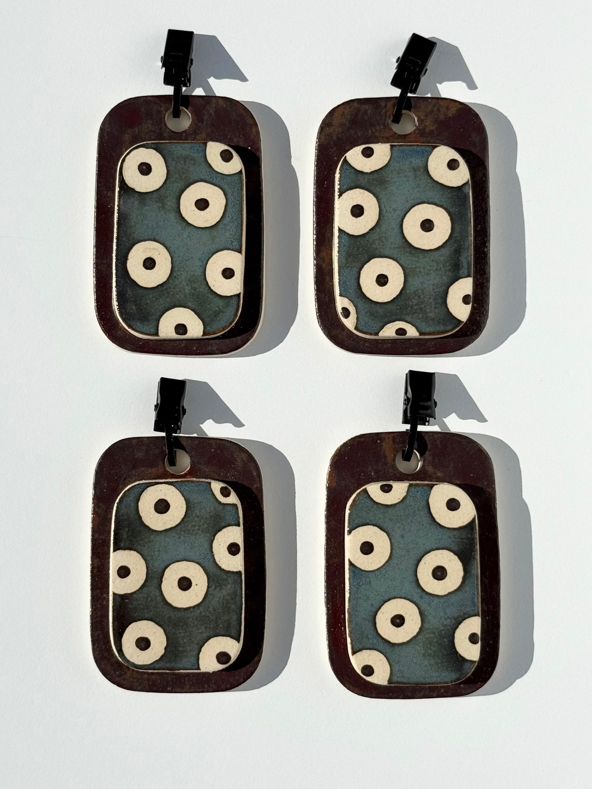 Ceramic Tablecloth Weights Stoned Denim with Blackened Copper dots - (Set of 4)