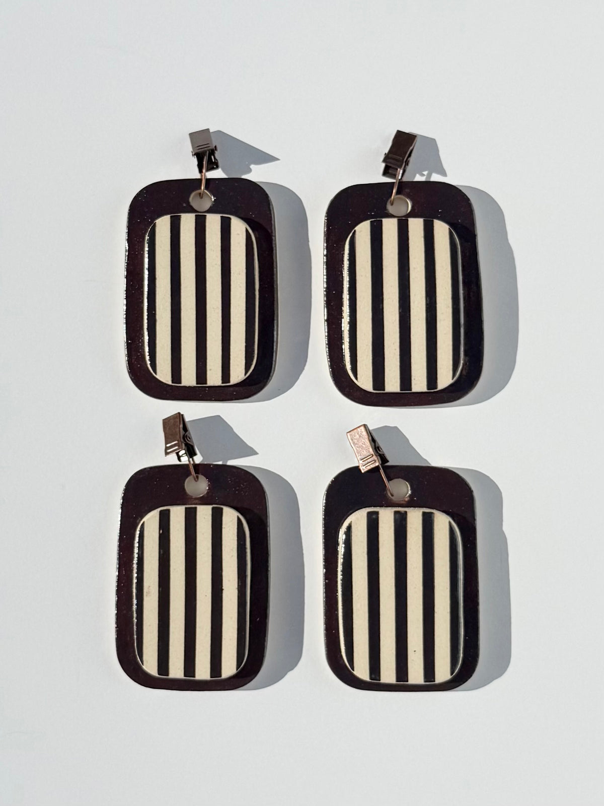 Ceramic Tablecloth Weights Blackened Copper Stripes - (Set of 4)