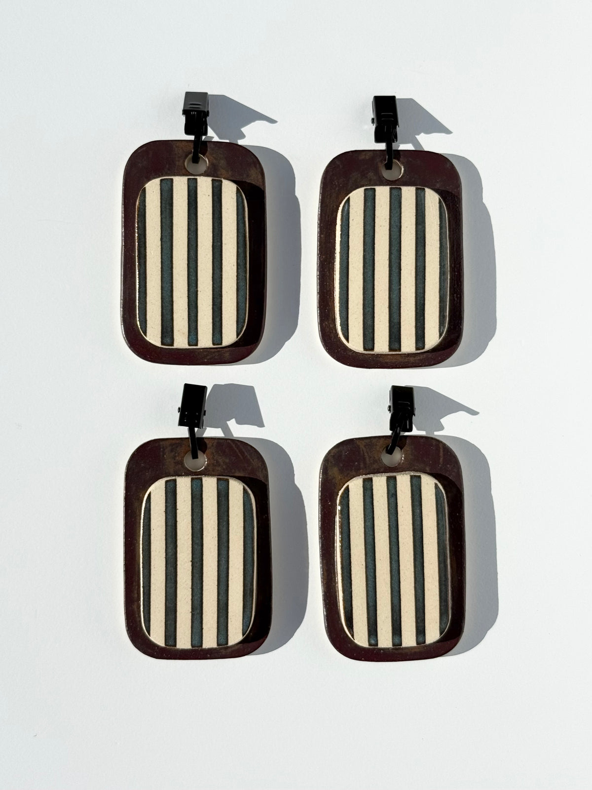 Ceramic Tablecloth Weights Stoned Denim Stripes - (Set of 4)