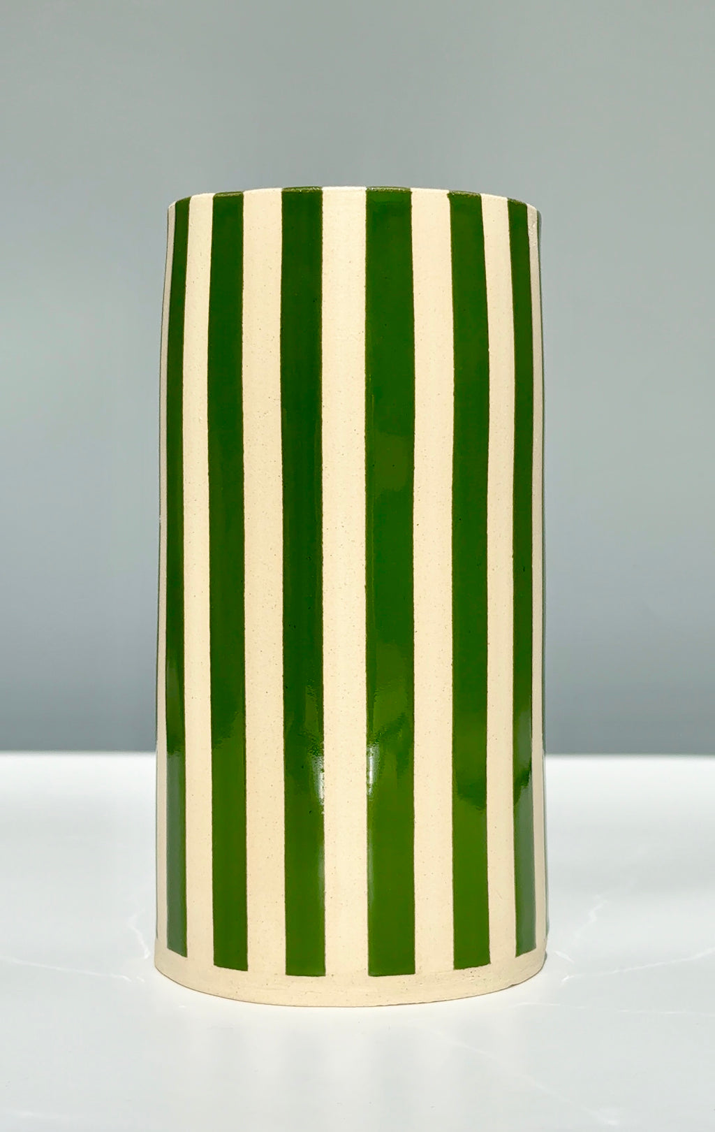 Handmade Ceramic Vase - Green Stripes