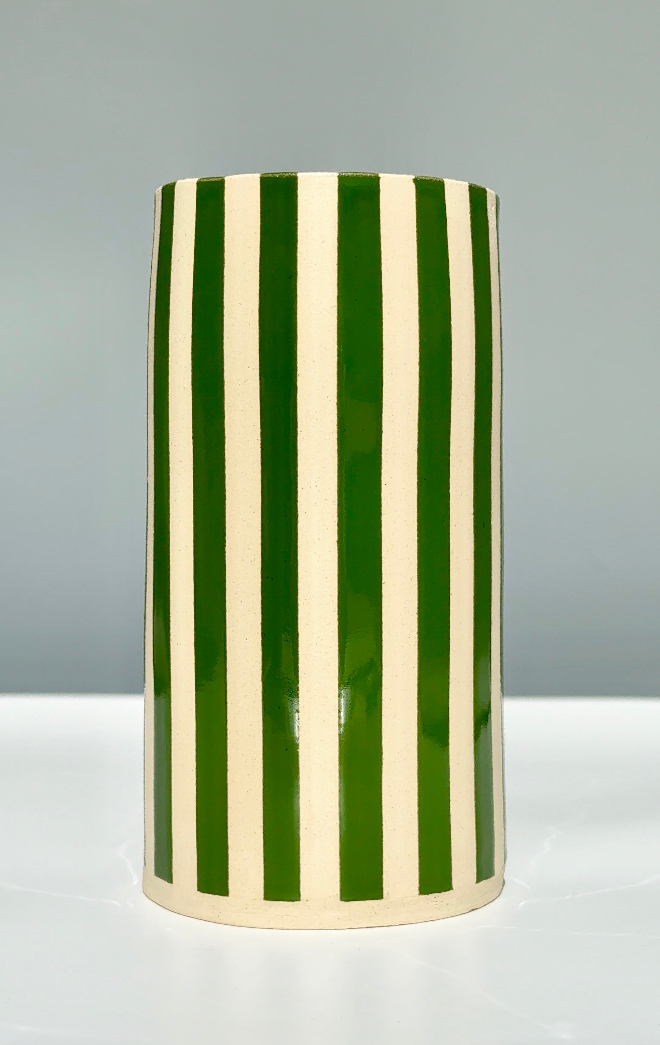 Handmade Ceramic Vase - Green Stripes