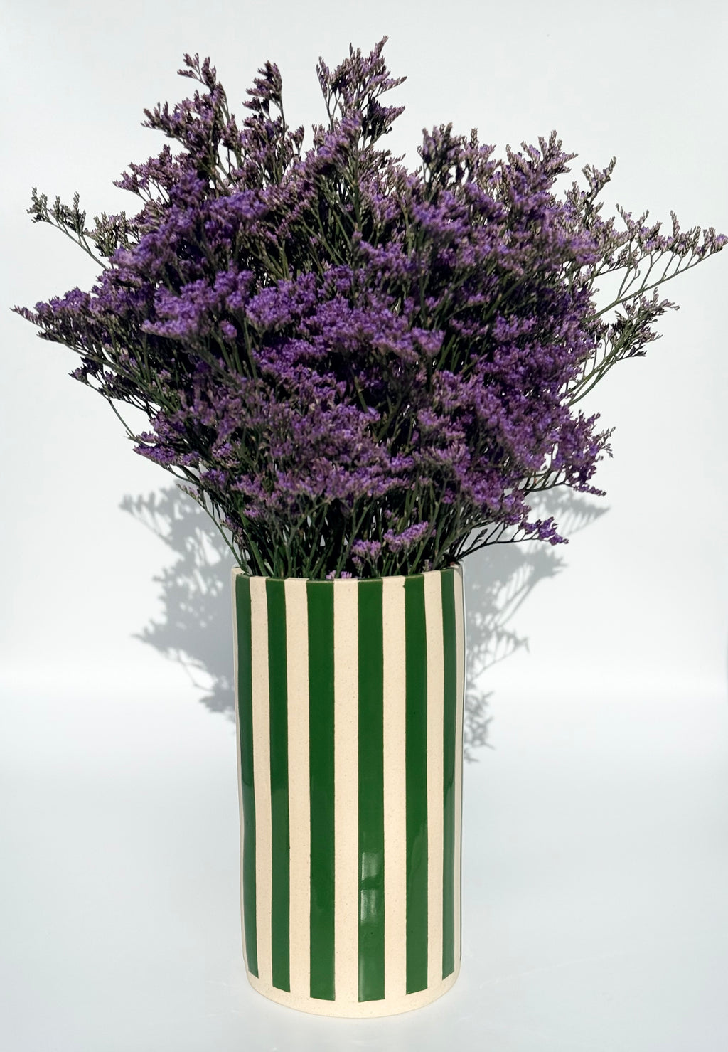 Handmade Ceramic Vase - Green Stripes