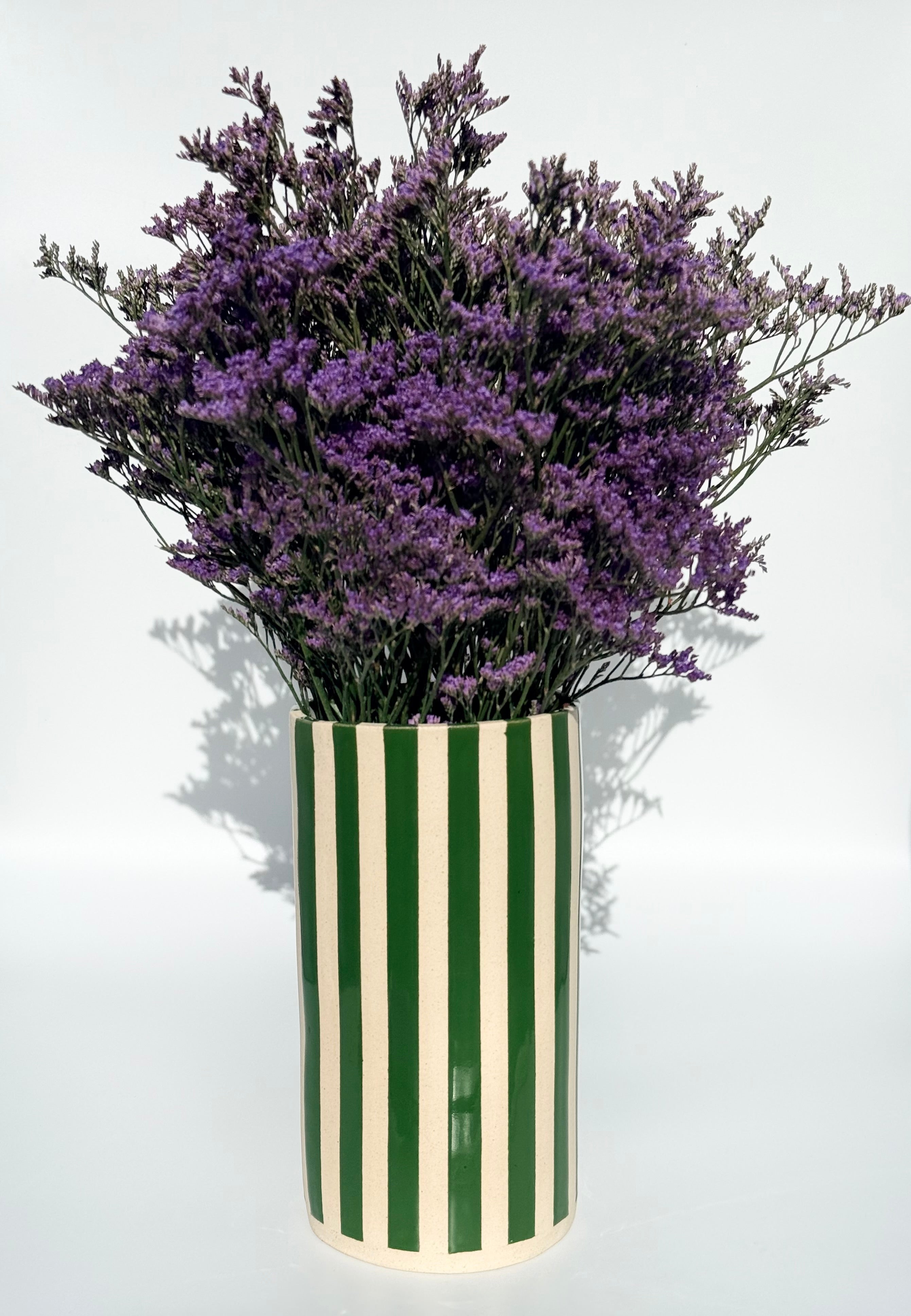 Handmade Ceramic Vase - Green Stripes