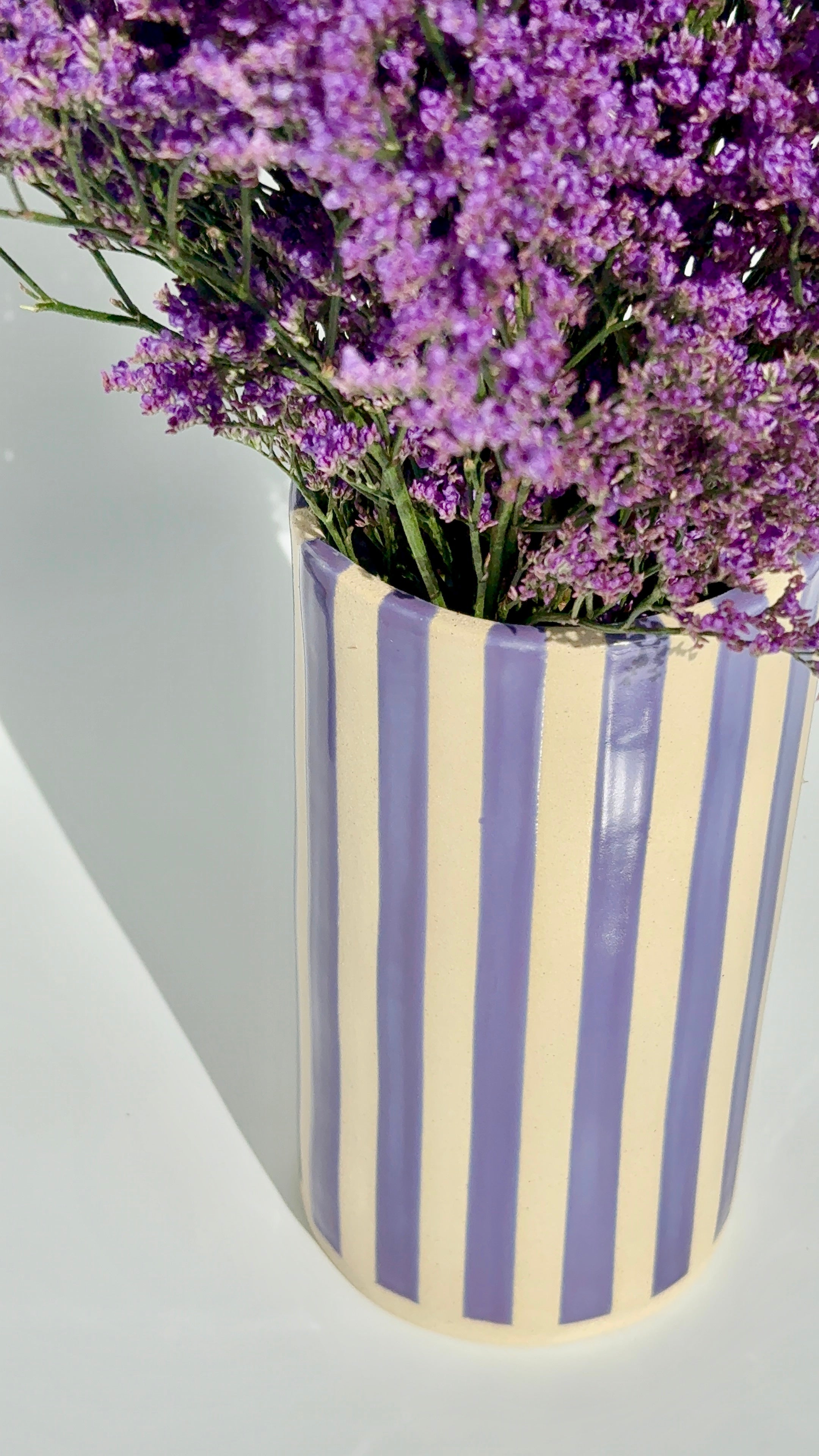 Handmade Ceramic Vase - Purple stripes