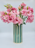 Handmade Ceramic Vase - Teal Stripes