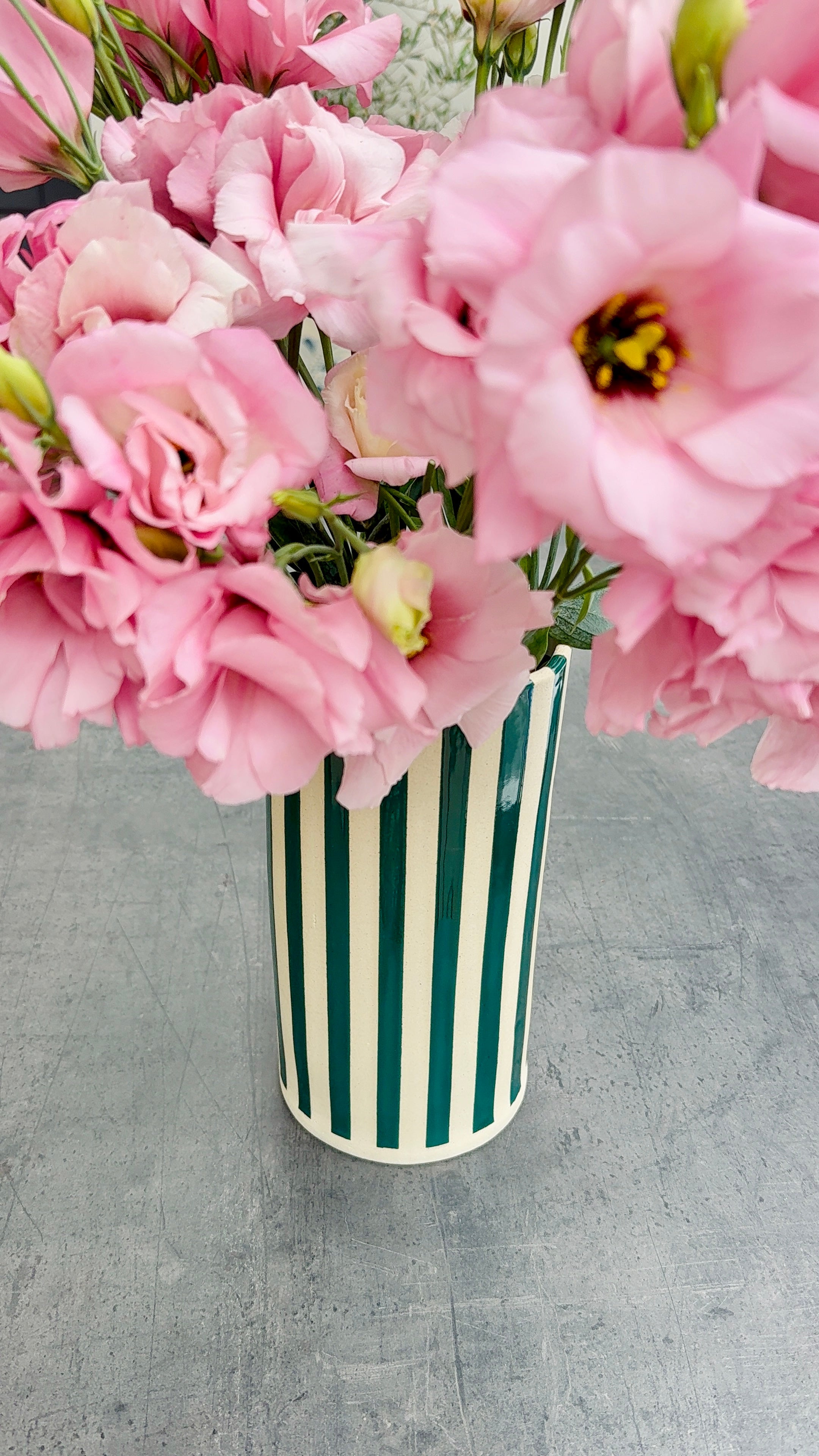 Handmade Ceramic Vase - Teal Stripes