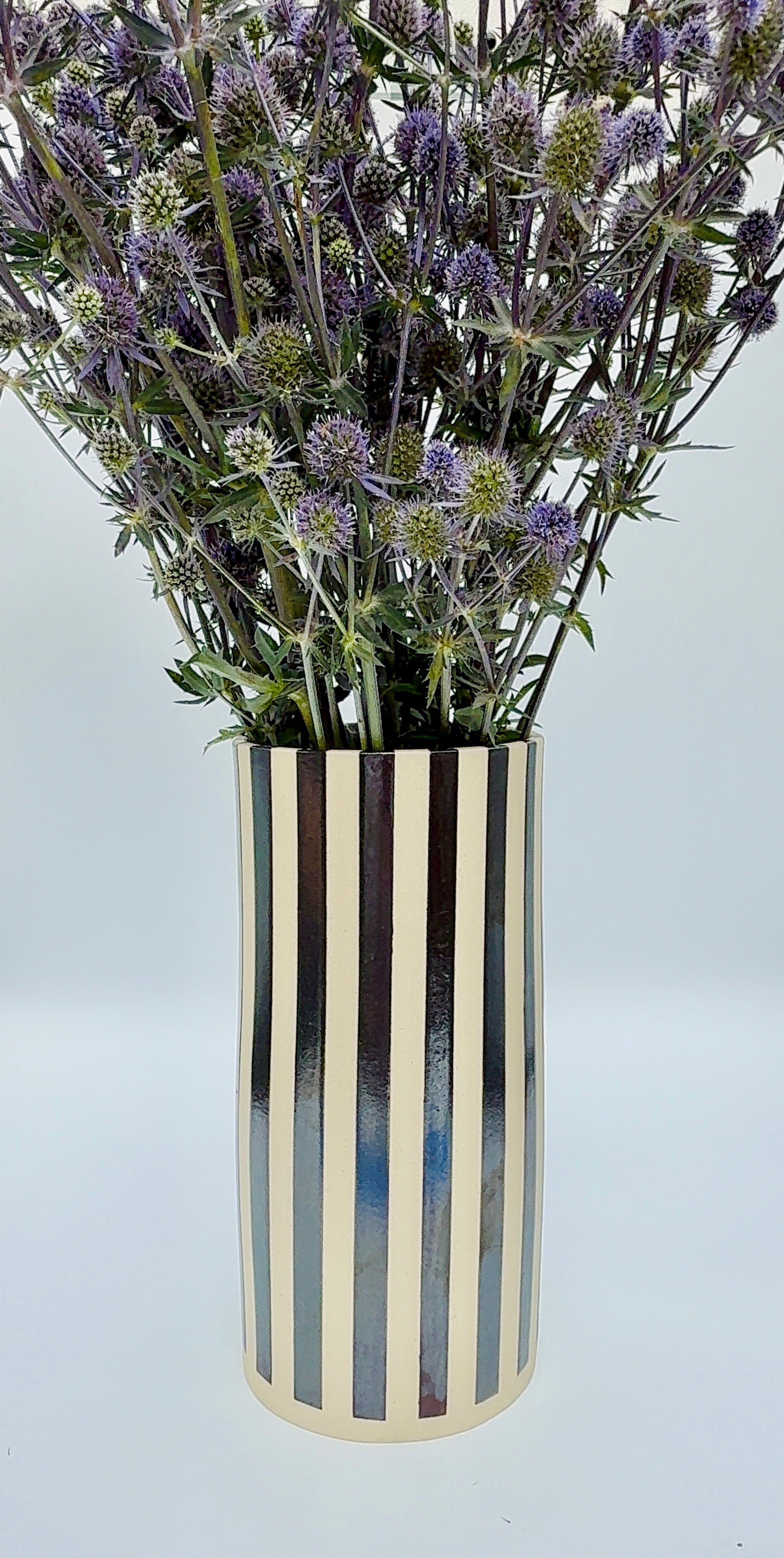 Handmade Ceramic Vase - Hematite Stripes