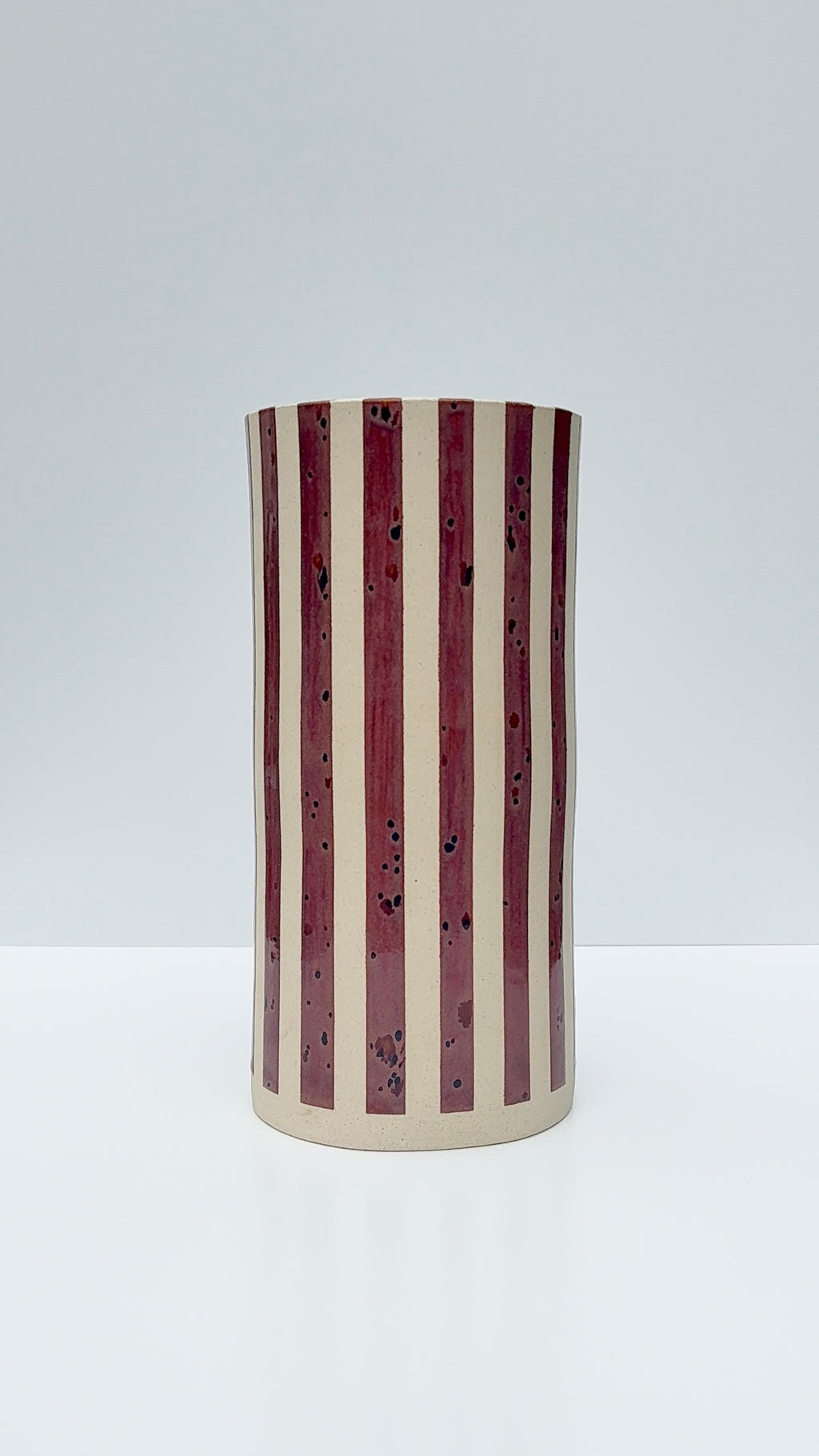 Handmade Ceramic Vase - Peppered Plum Stripes