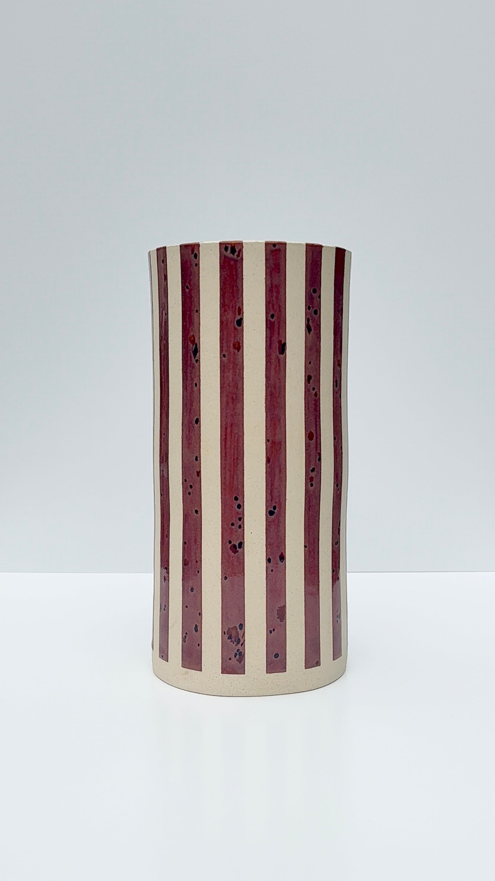 Handmade Ceramic Vase - Peppered Plum Stripes