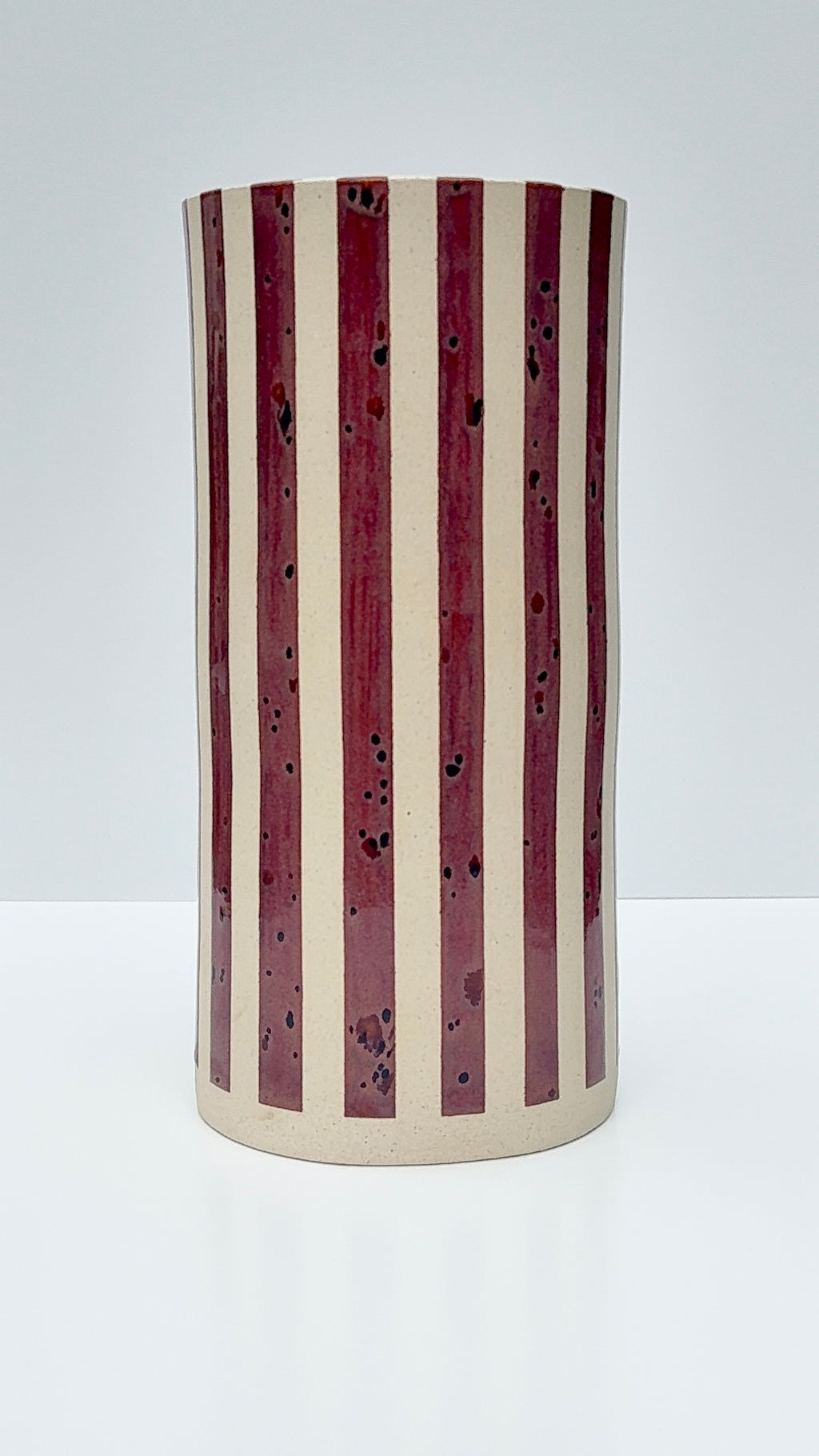 Handmade Ceramic Vase - Peppered Plum Stripes