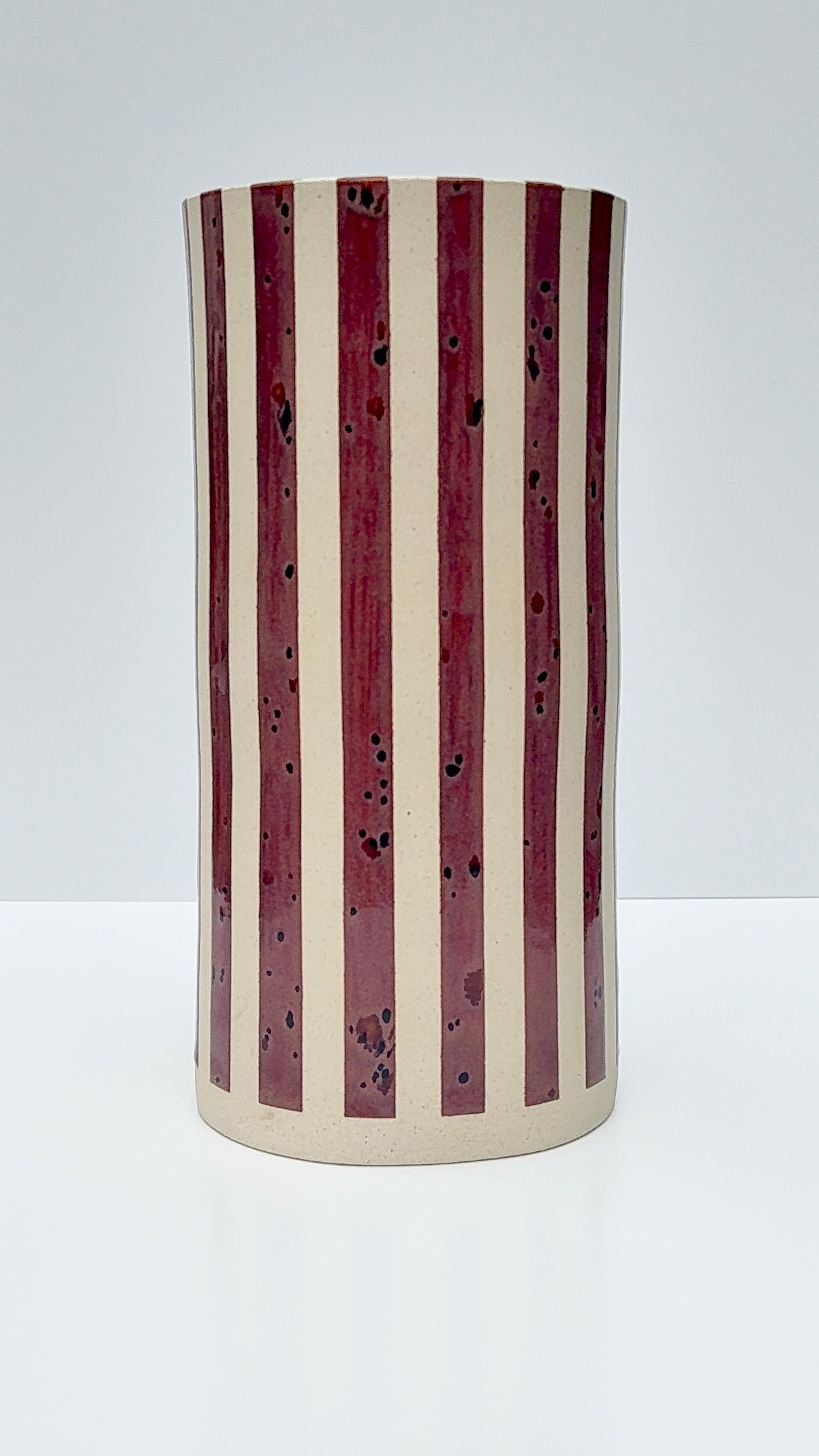 Handmade Ceramic Vase - Peppered Plum Stripes
