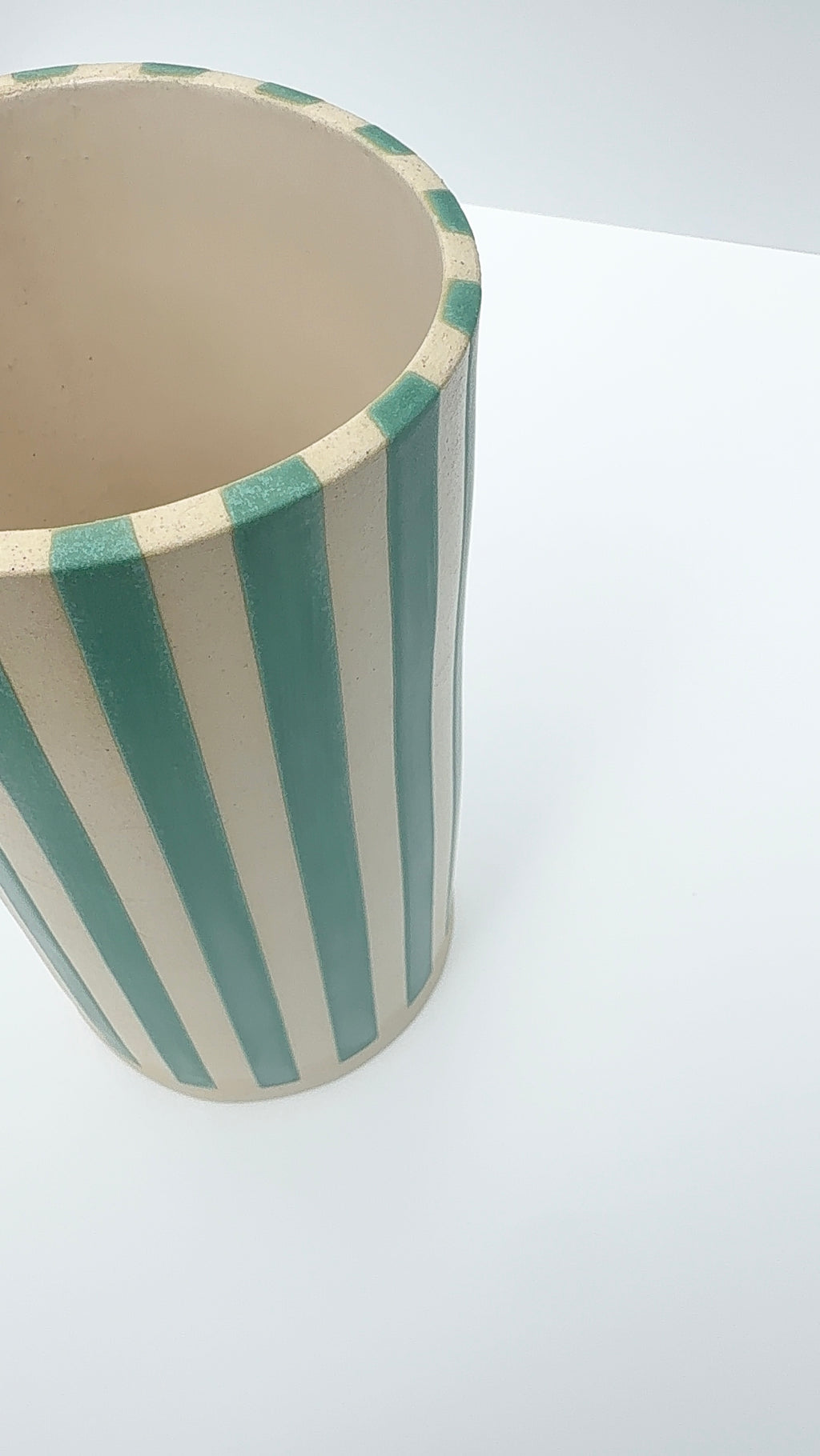 Handmade Ceramic Vase - Satin Patina Stripes