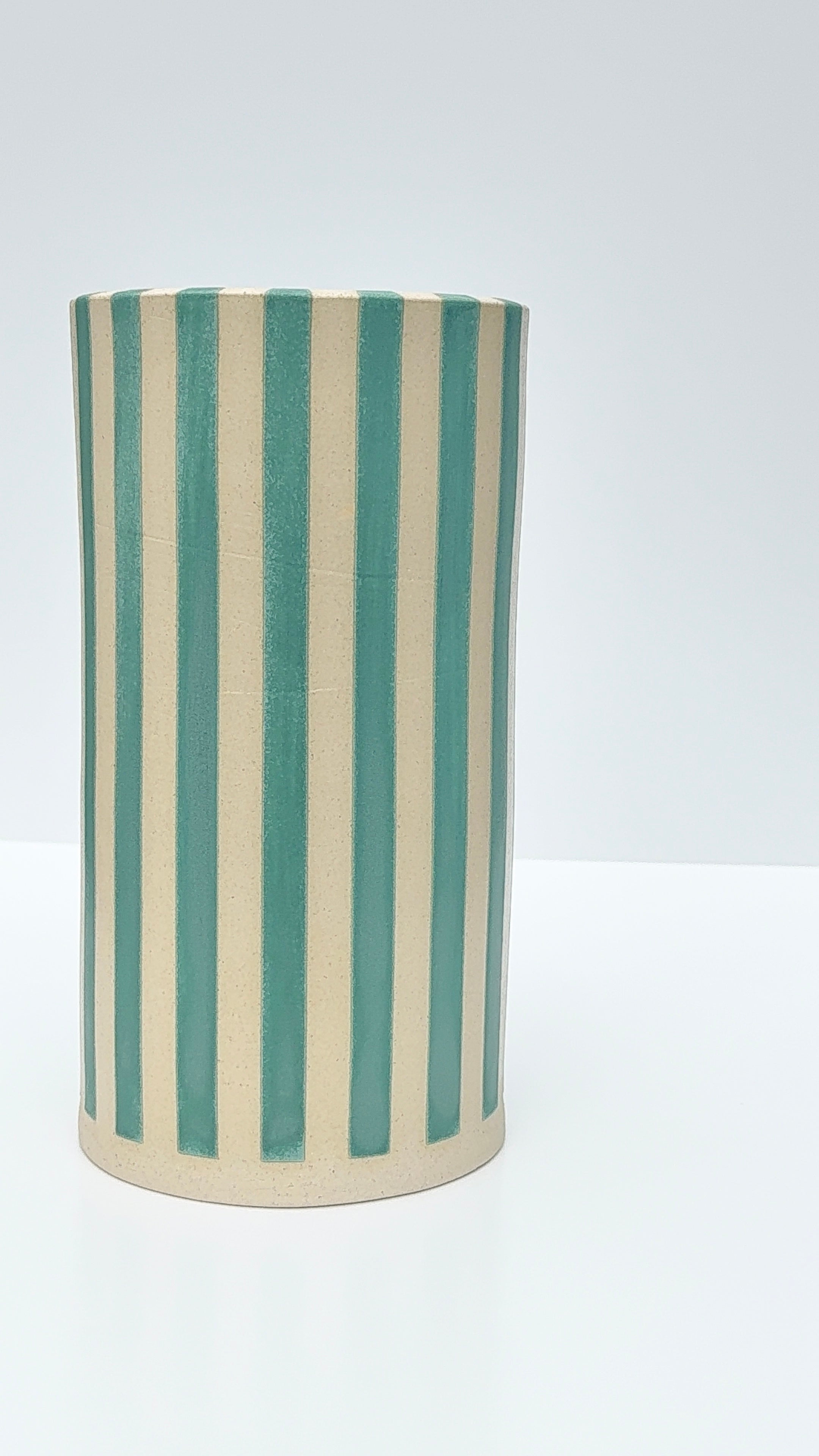 Handmade Ceramic Vase - Satin Patina Stripes