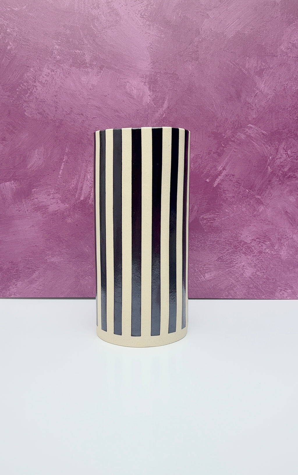 Handmade Ceramic Vase - Hematite Stripes