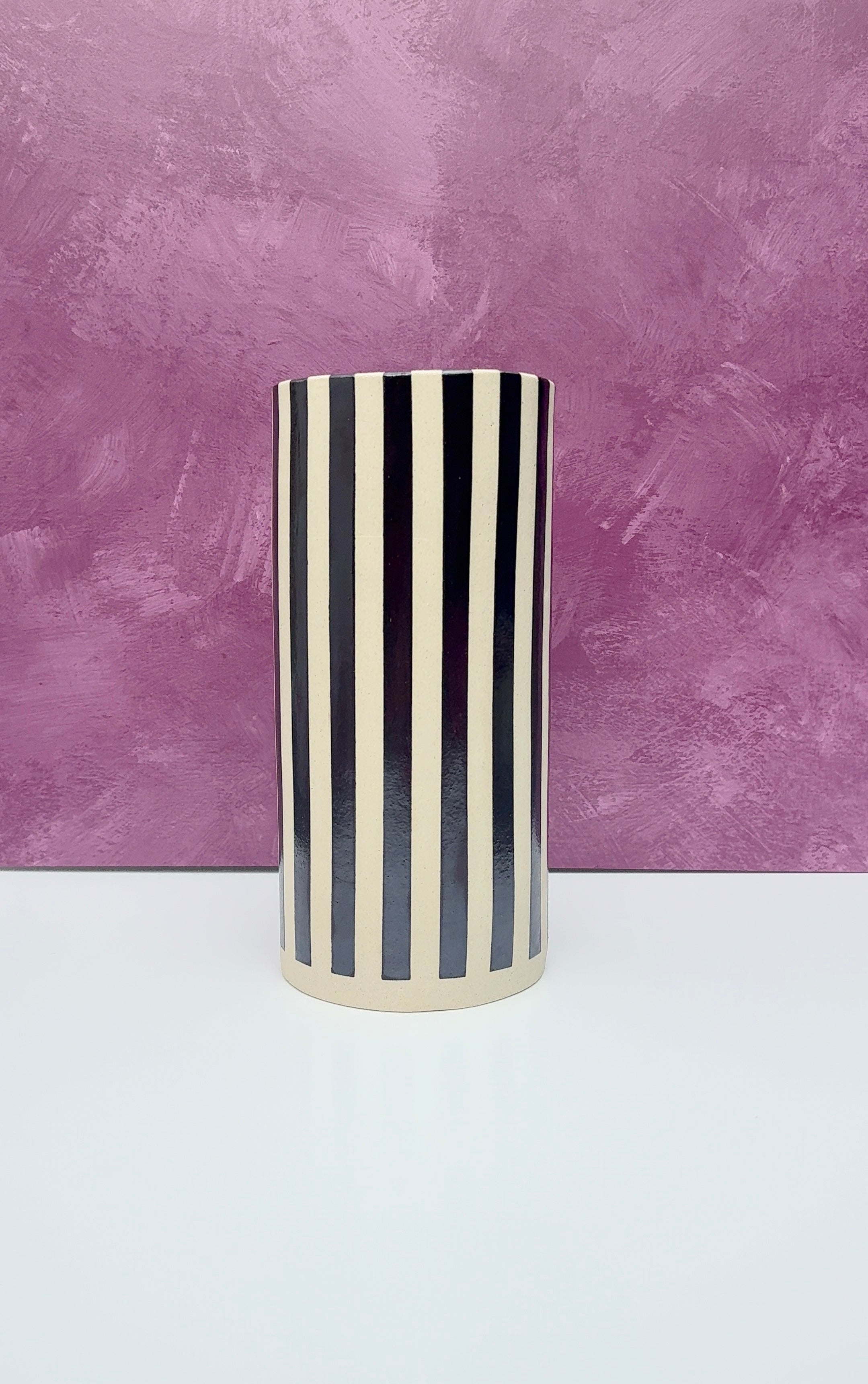 Handmade Ceramic Vase - Hematite Stripes