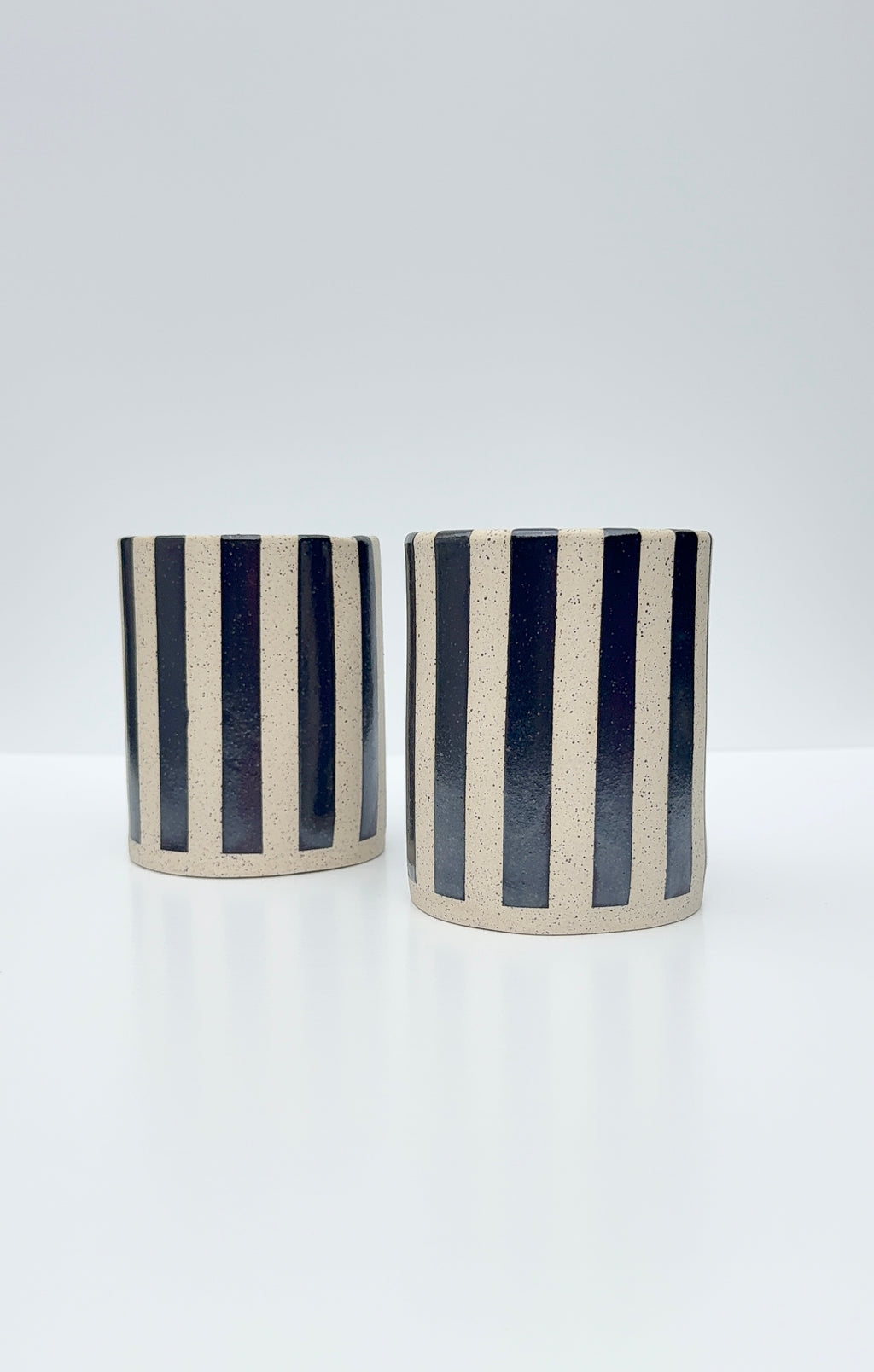 Handmade Ceramic Vase (2 in set) - Hematite Stripes