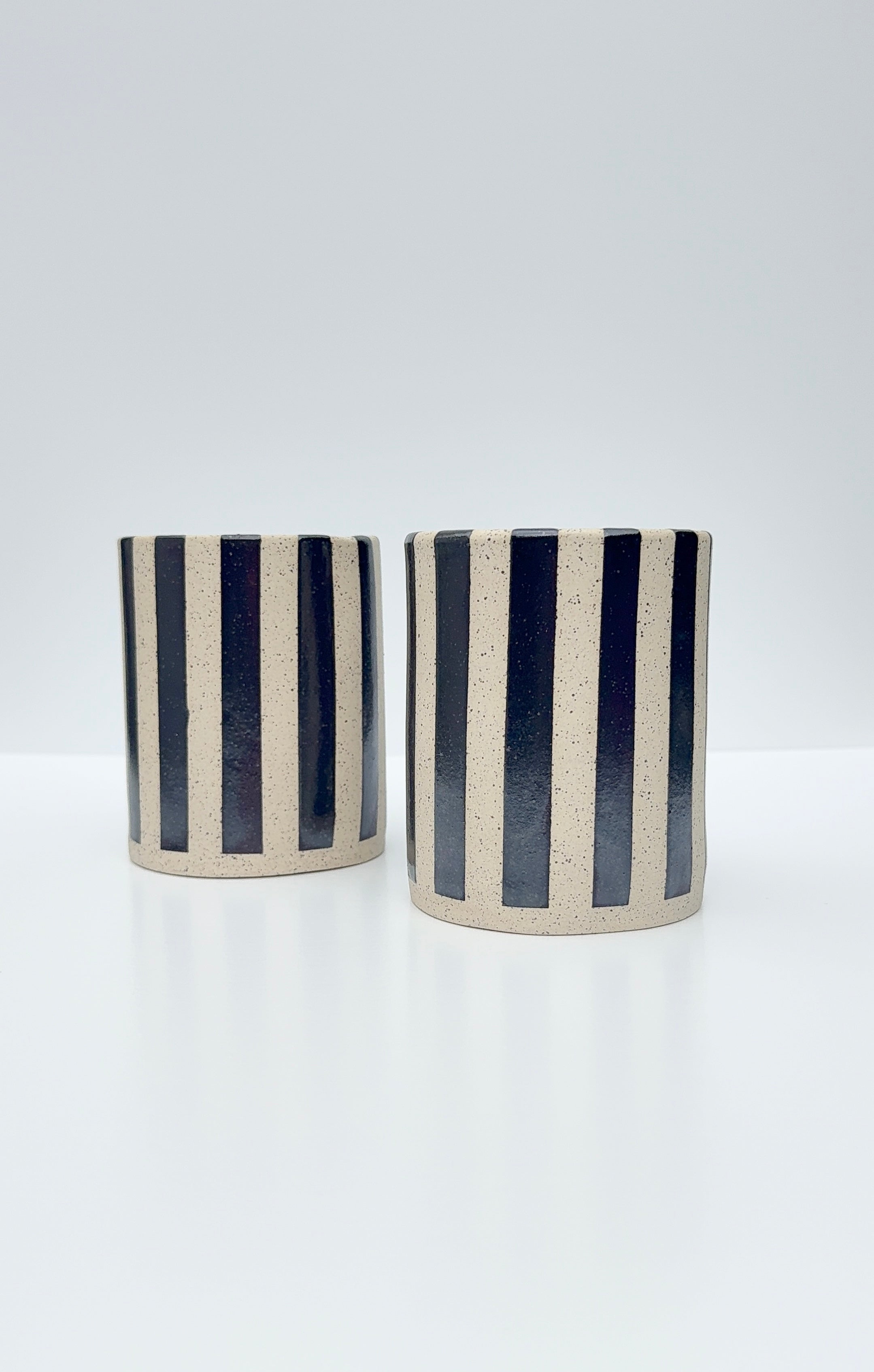 Handmade Ceramic Vase (2 in set) - Hematite Stripes