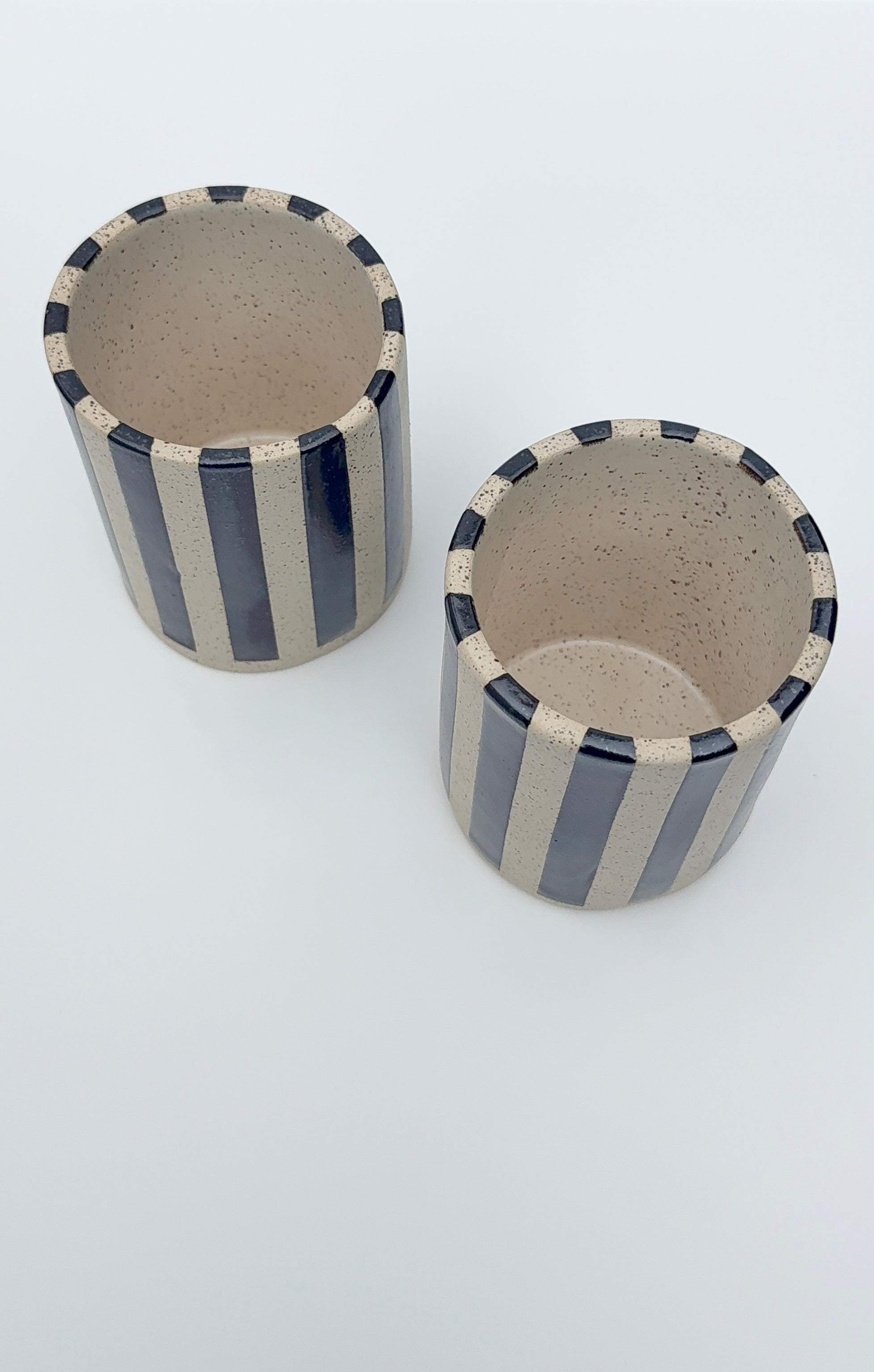 Handmade Ceramic Vase (2 in set) - Hematite Stripes