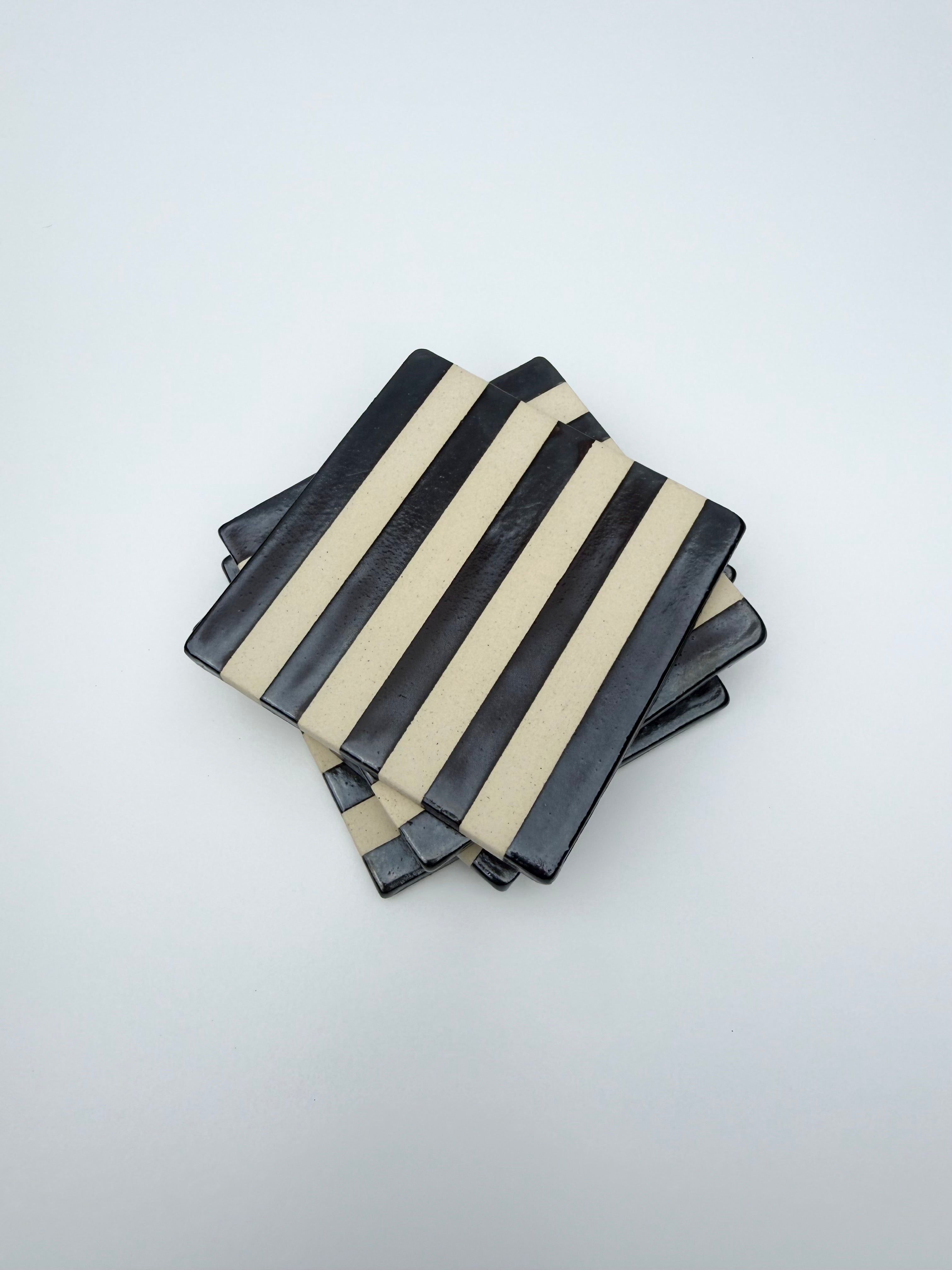 Handmade Ceramic Coasters - Hematite