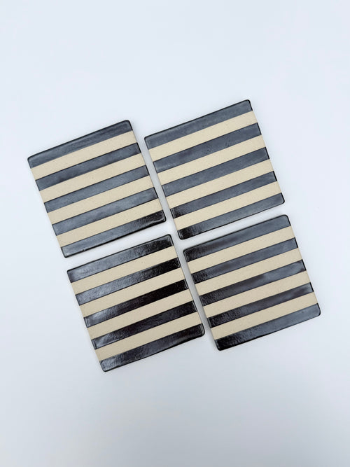 Handmade Ceramic Coasters - Hematite