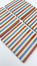 Handmade Ceramic Coasters - Java Bean & Blue Stripes