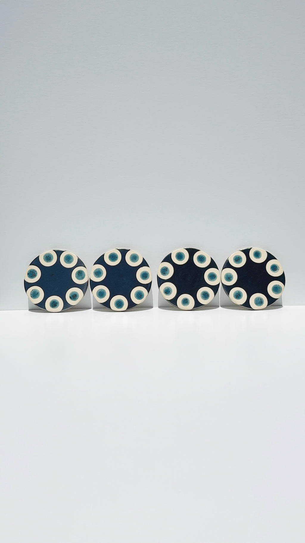 Handmade Ceramic Coasters - Hematite & Turquoise