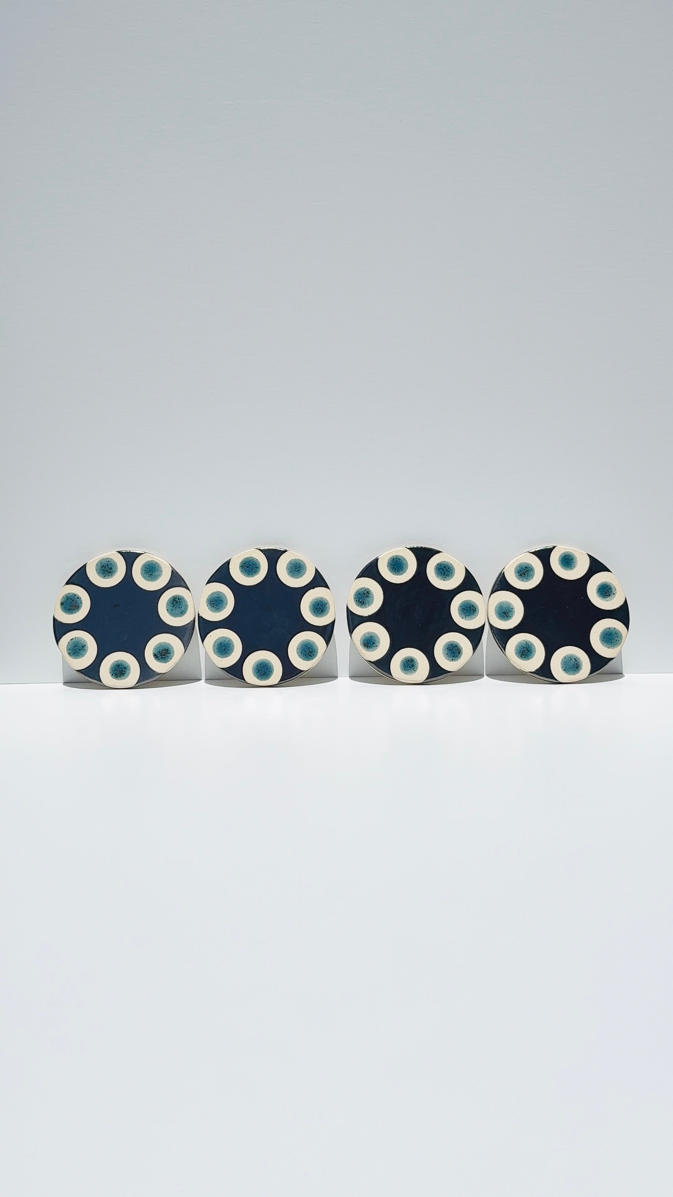 Handmade Ceramic Coasters - Hematite & Turquoise
