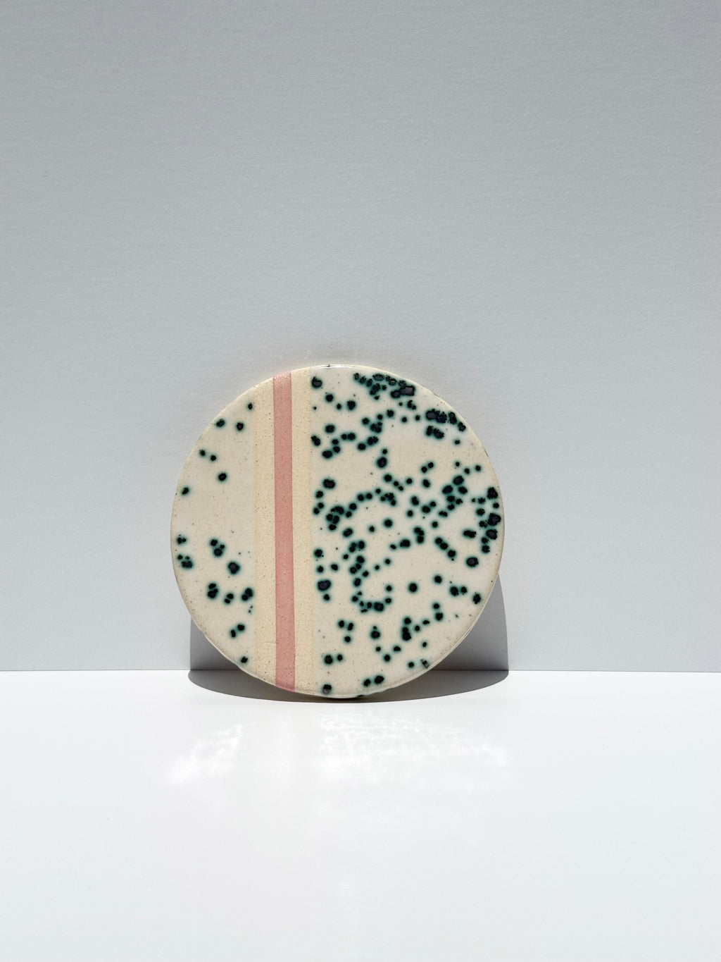 Handmade Ceramic Coasters - Green Jasper and Pink Stripe