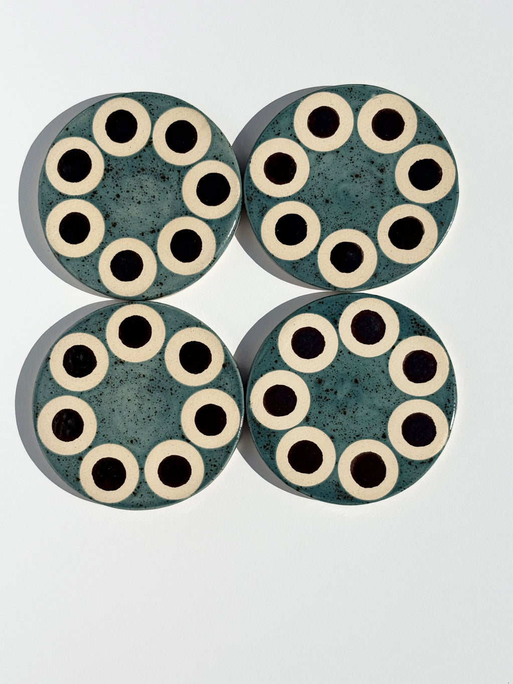 Handmade Ceramic Coasters - Shipwreck & Hematite Circles