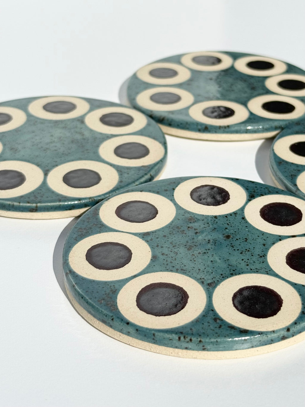 Handmade Ceramic Coasters - Shipwreck & Hematite Circles