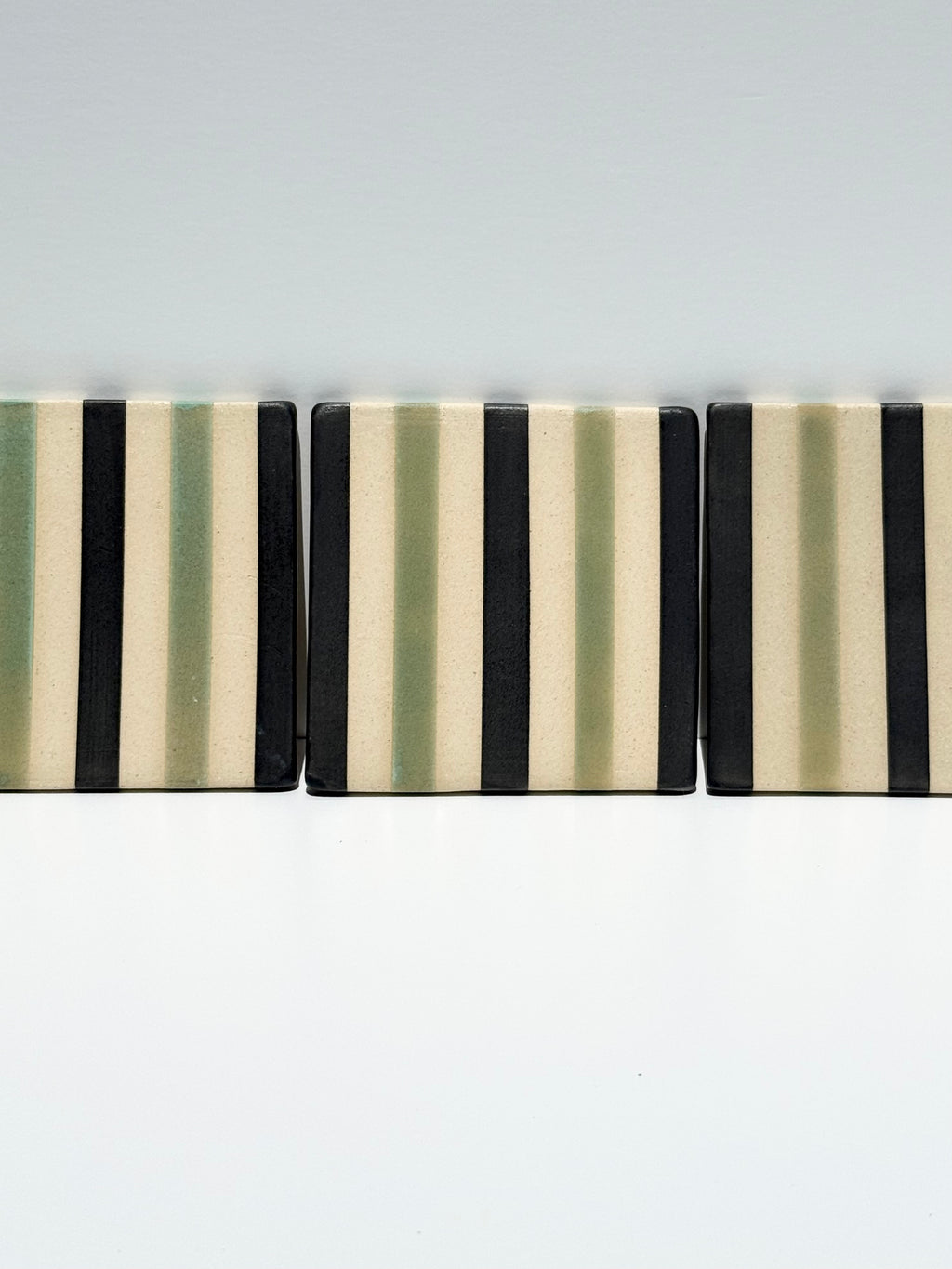Satin Patina Stripe & Black Matte Stripe Coasters