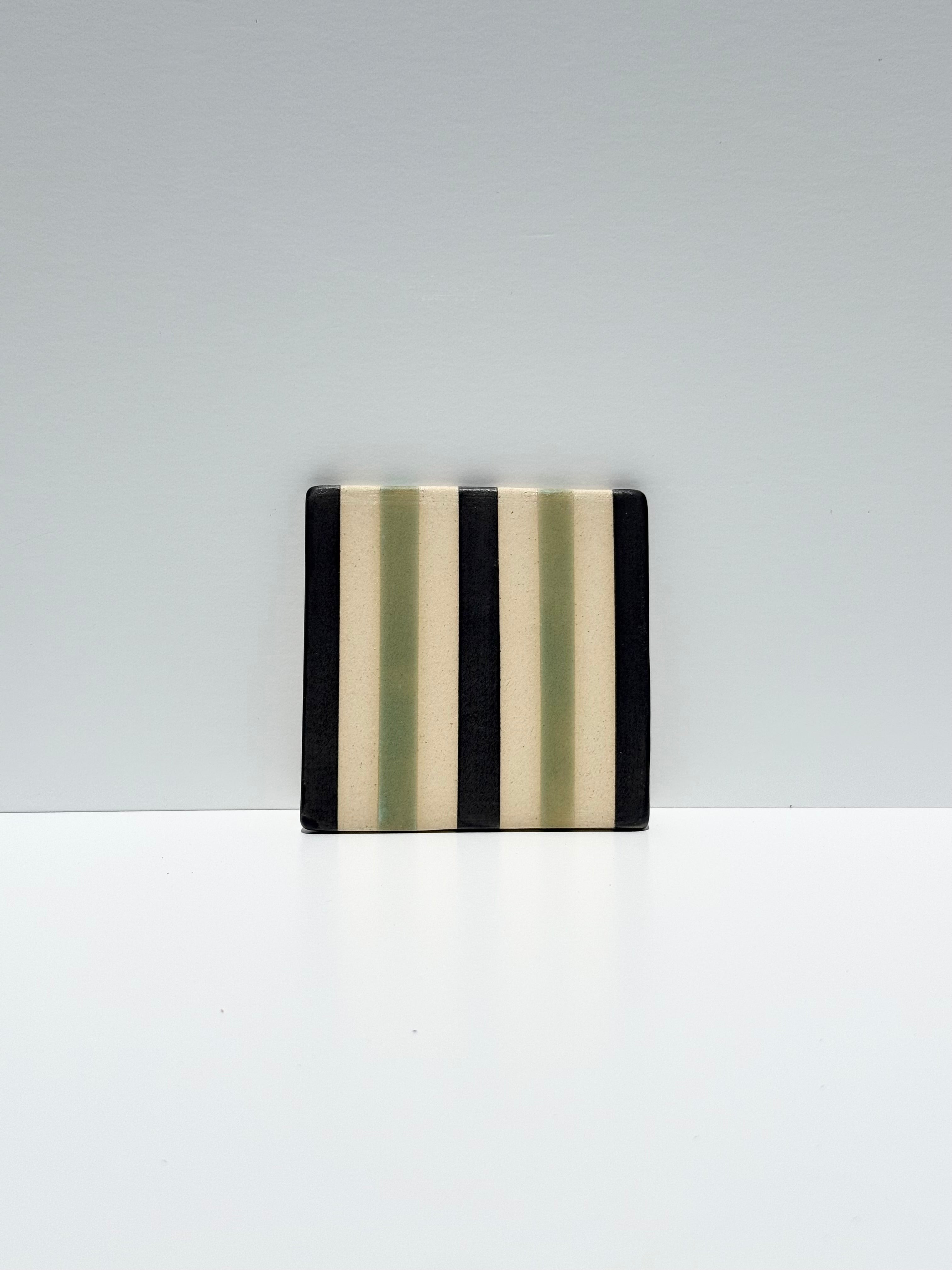 Satin Patina Stripe & Black Matte Stripe Coasters