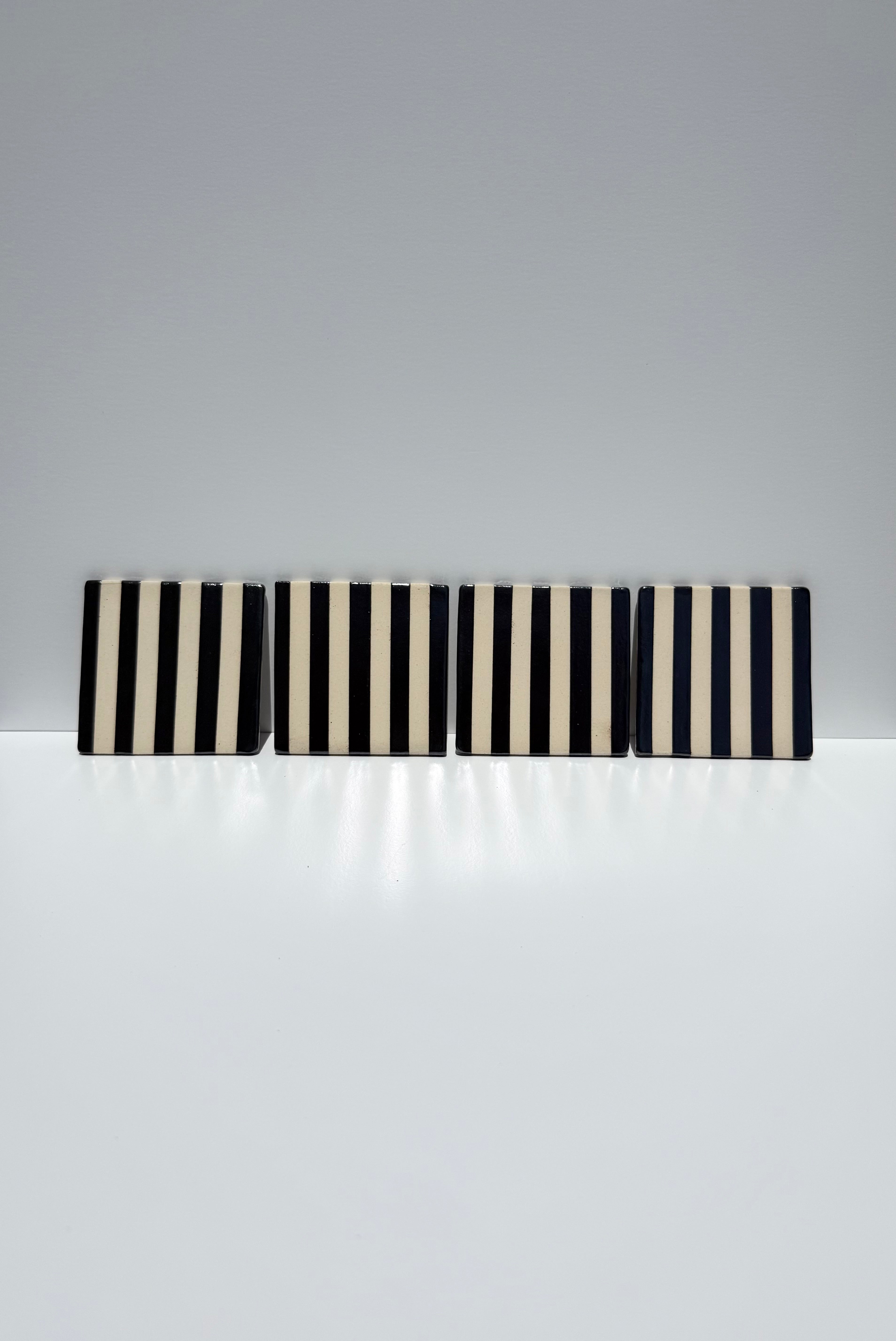 Hematite Wide Stripes Coasters