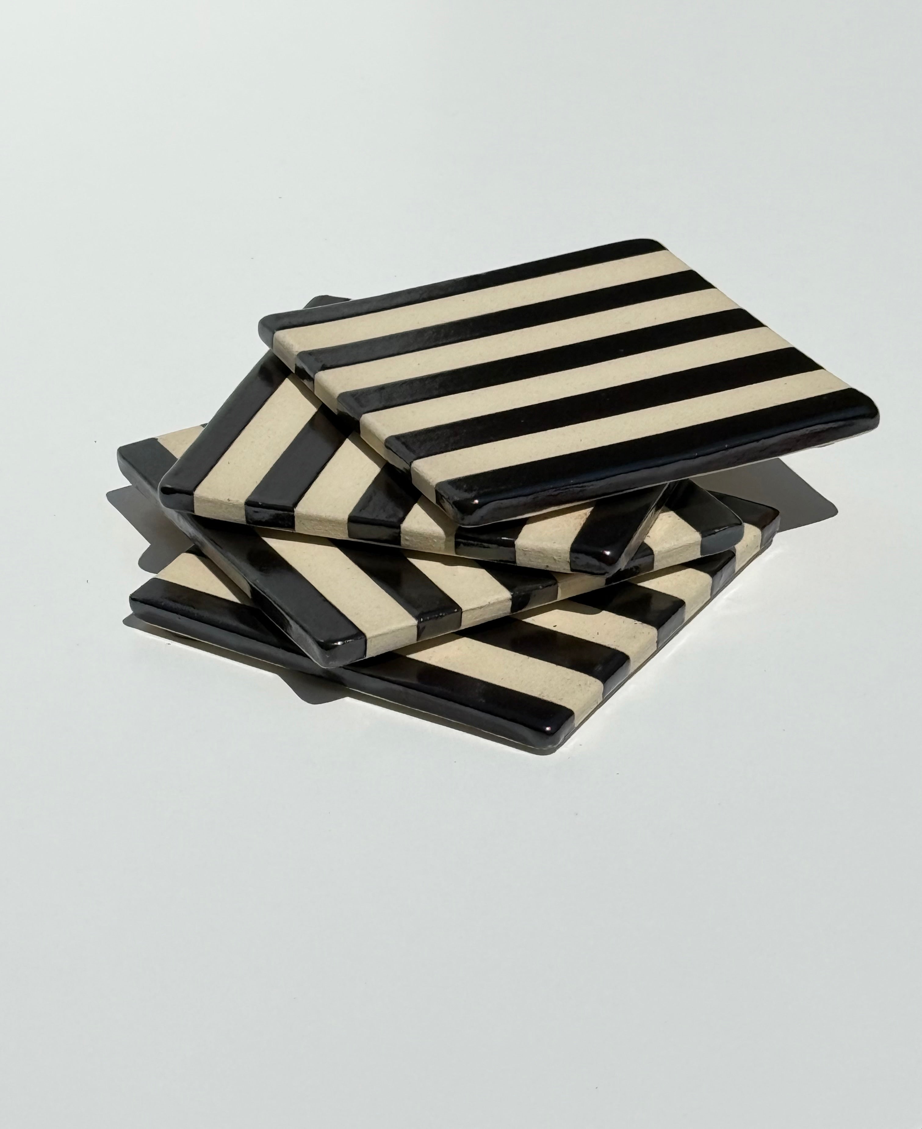 Hematite Wide Stripes Coasters