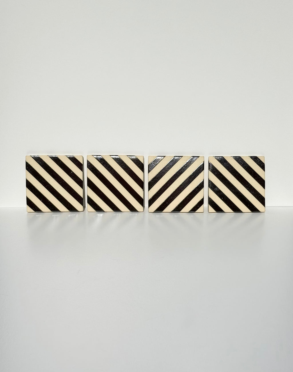 Diagonal Hematite Stripe Coasters