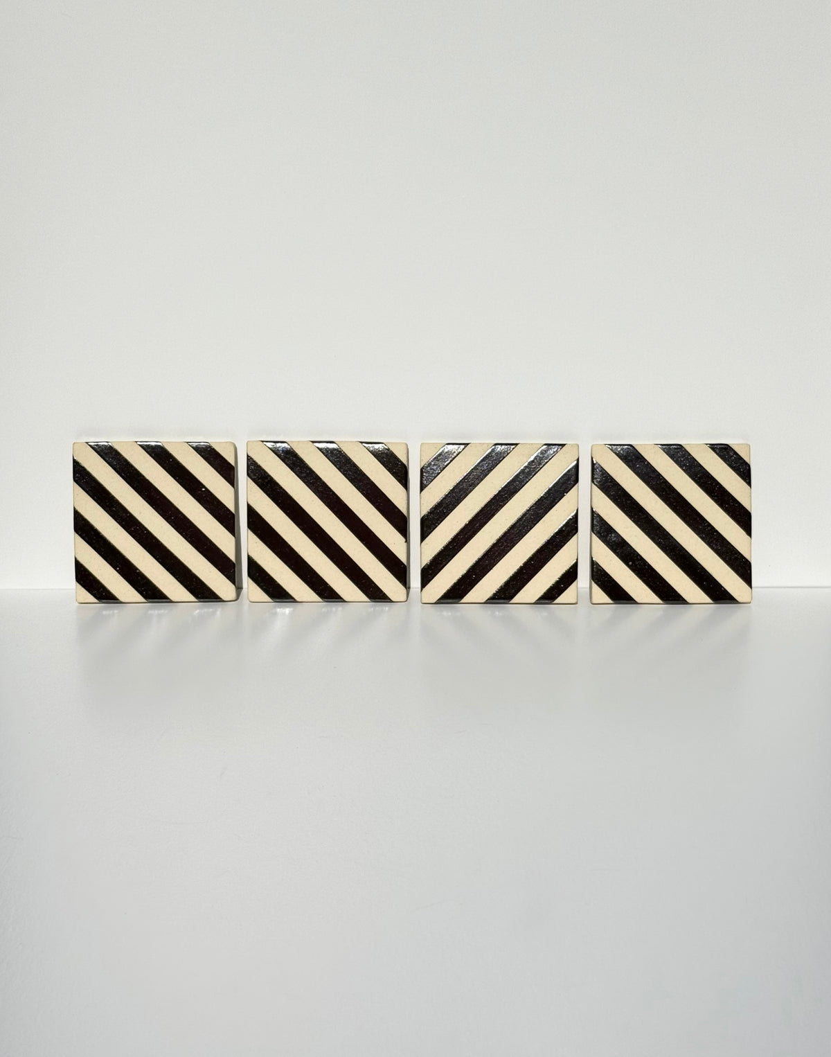 Diagonal Hematite Stripe Coasters