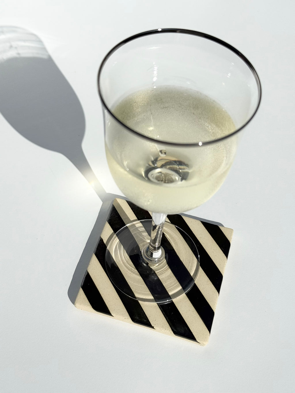 Diagonal Hematite Stripe Coasters