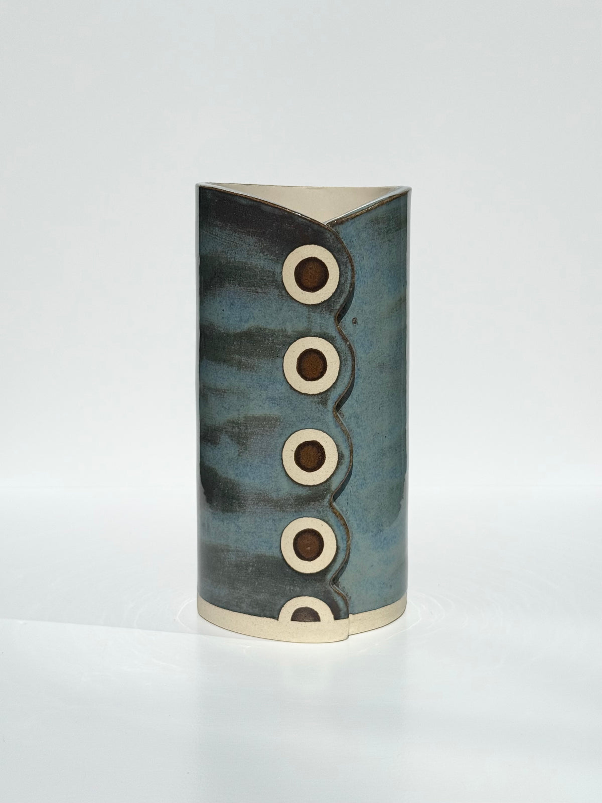 Blackened Copper Dot on Stoned Denim Vase