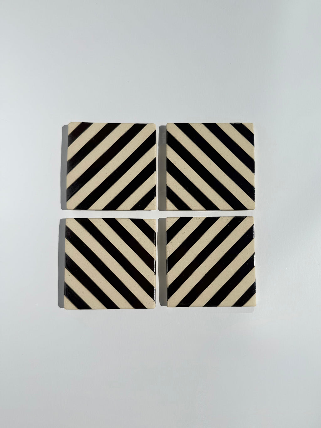 Diagonal Hematite Stripe Coasters